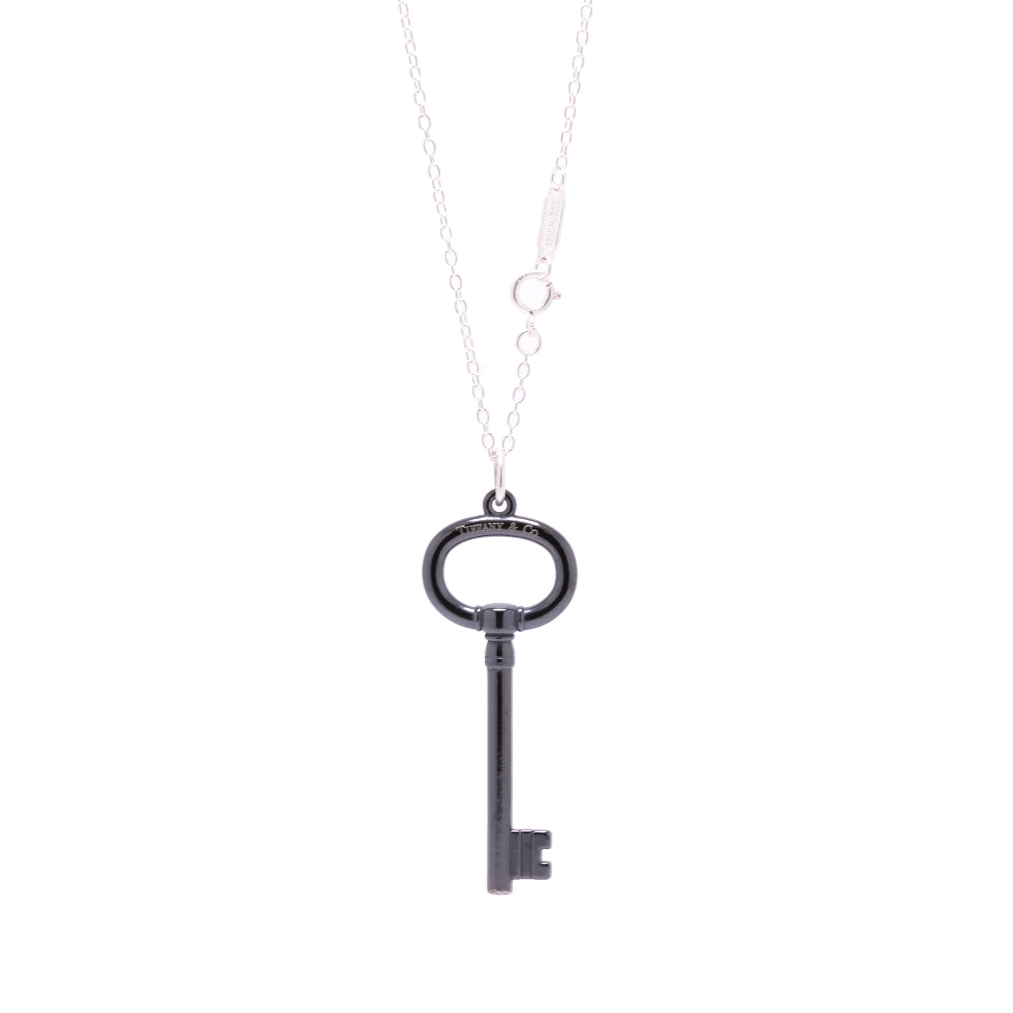 Tiffany & Co. Titanium Oval Key Pendant Necklace