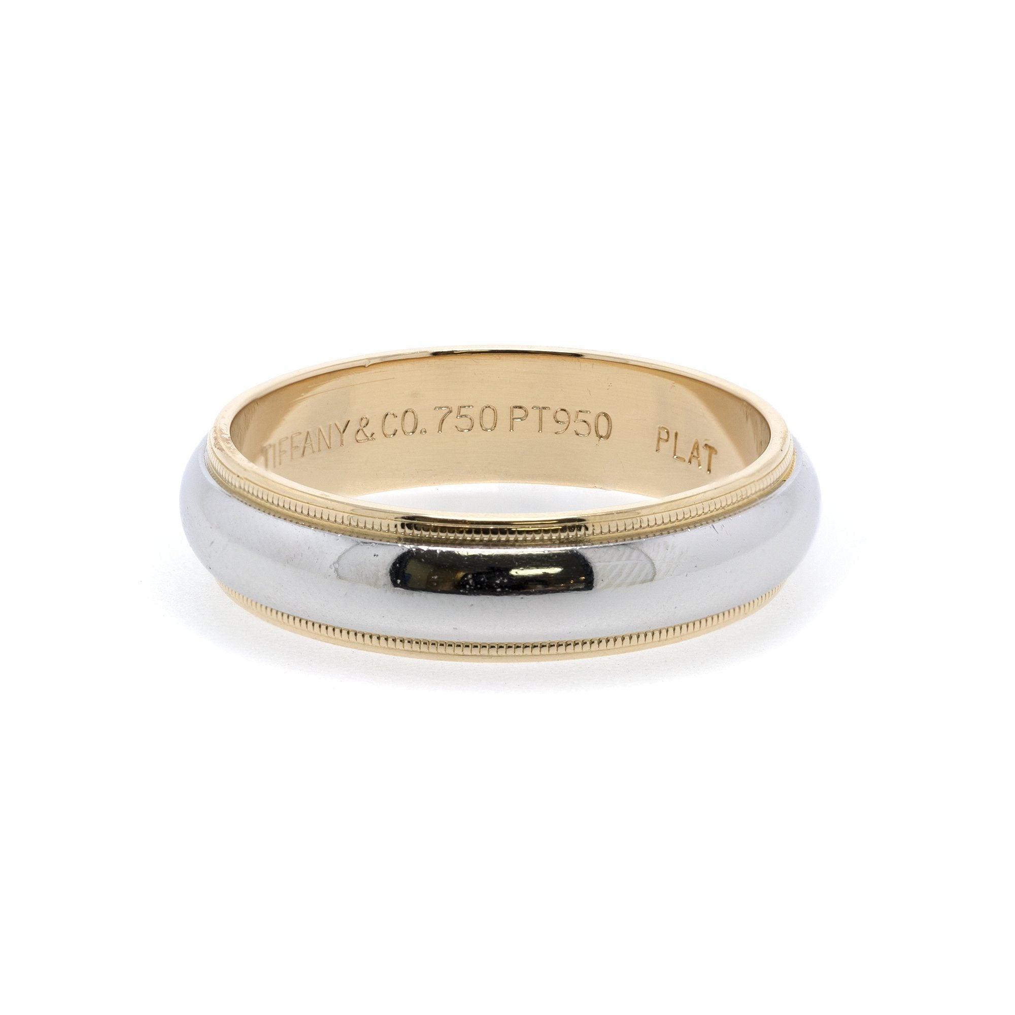 Tiffany & Co. Two-Tone Classic Milgrain Wedding Band Ring