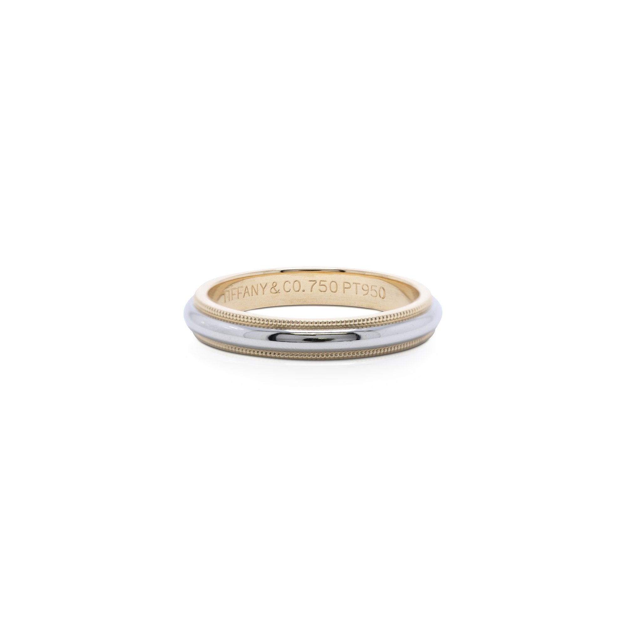 Tiffany & Co. Two-Tone Classic Milgrain Wedding Band Ring