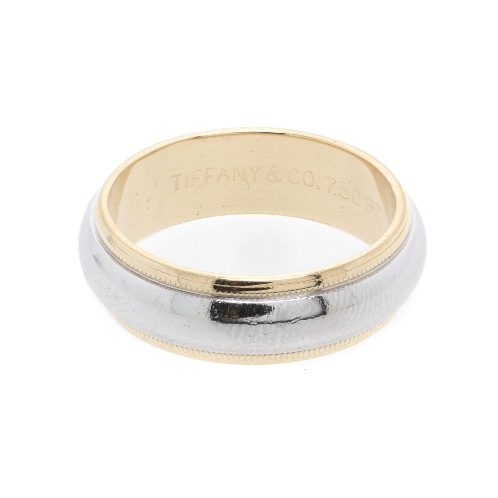 Tiffany & Co. Two-Tone Classic Milgrain Wedding Band Ring