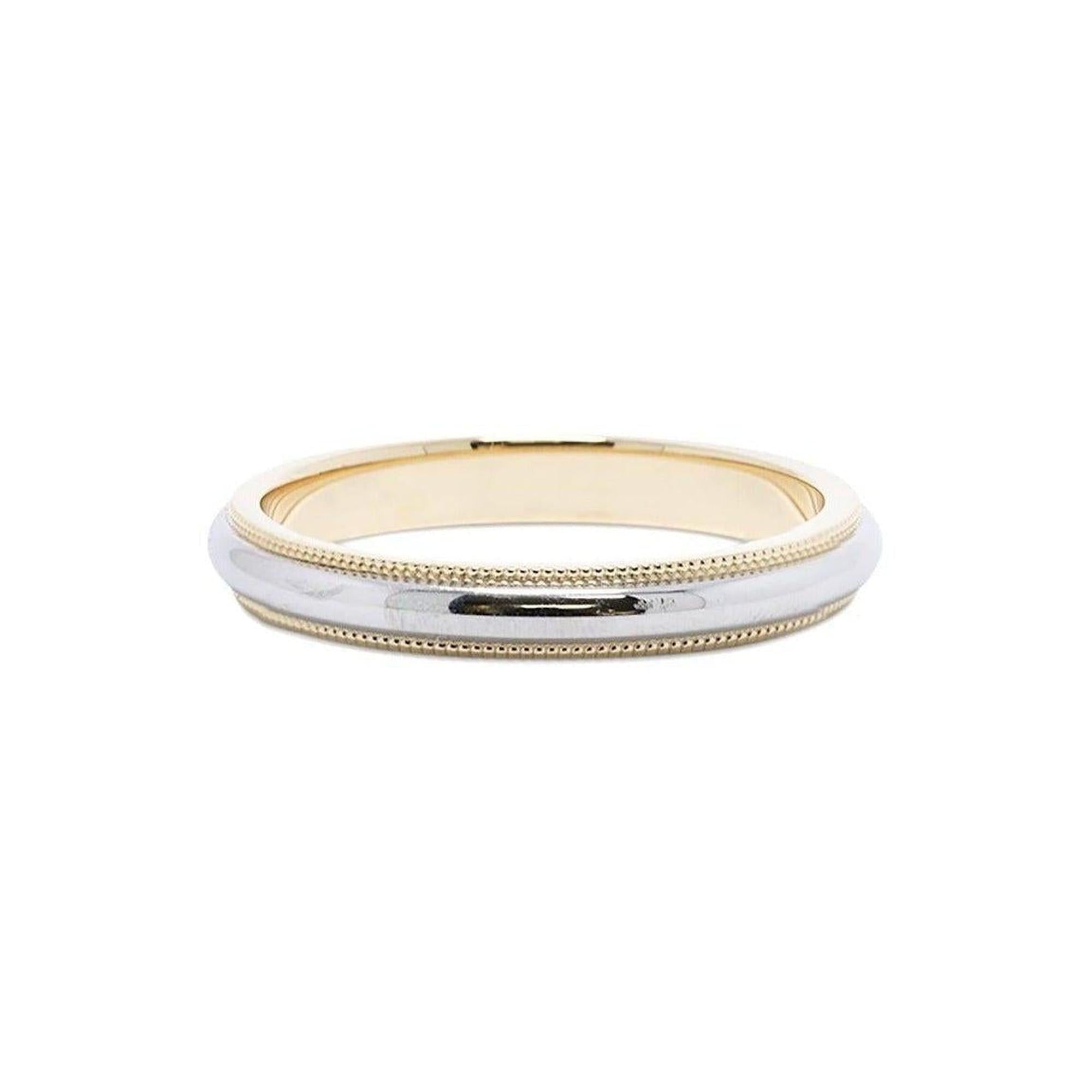 Tiffany & Co. Two-Tone Classic Milgrain Wedding Band Ring