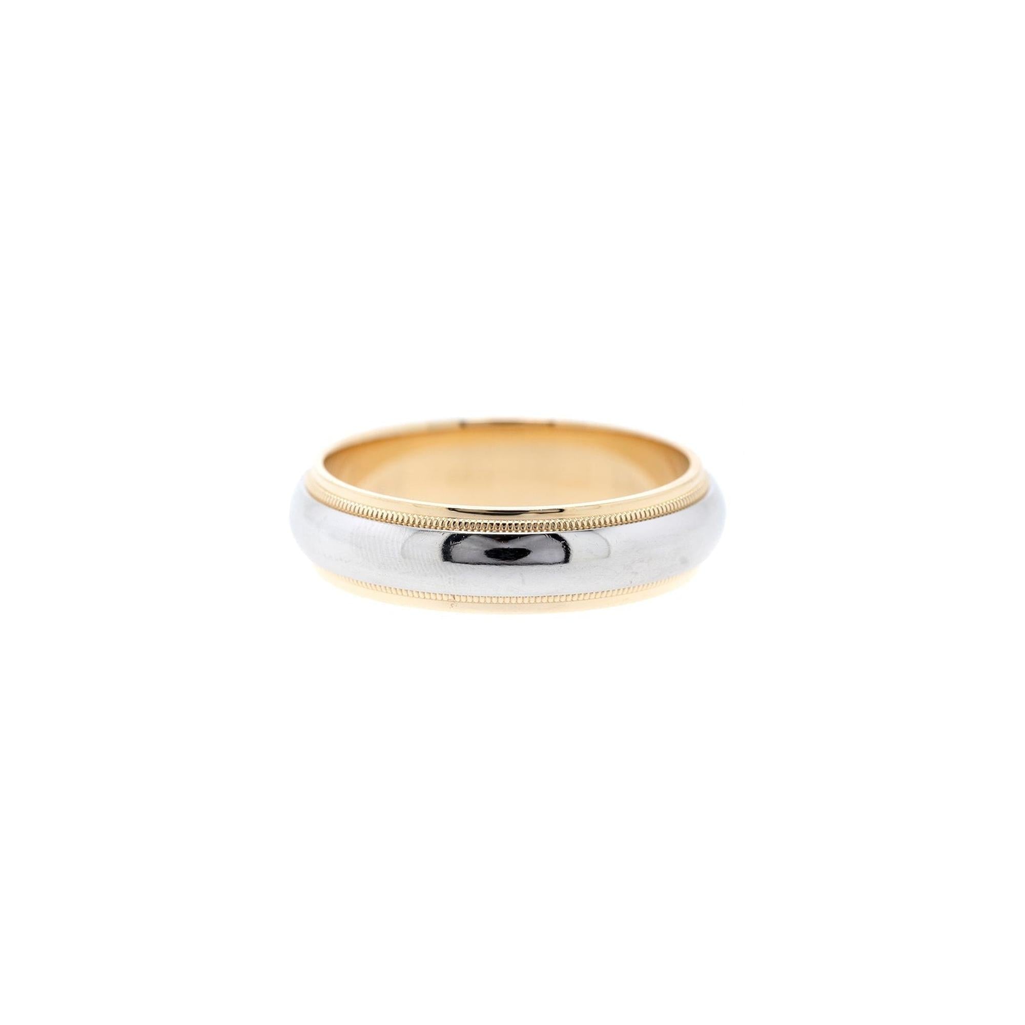 Tiffany & Co. Two-Tone Classic Milgrain Wedding Band Ring