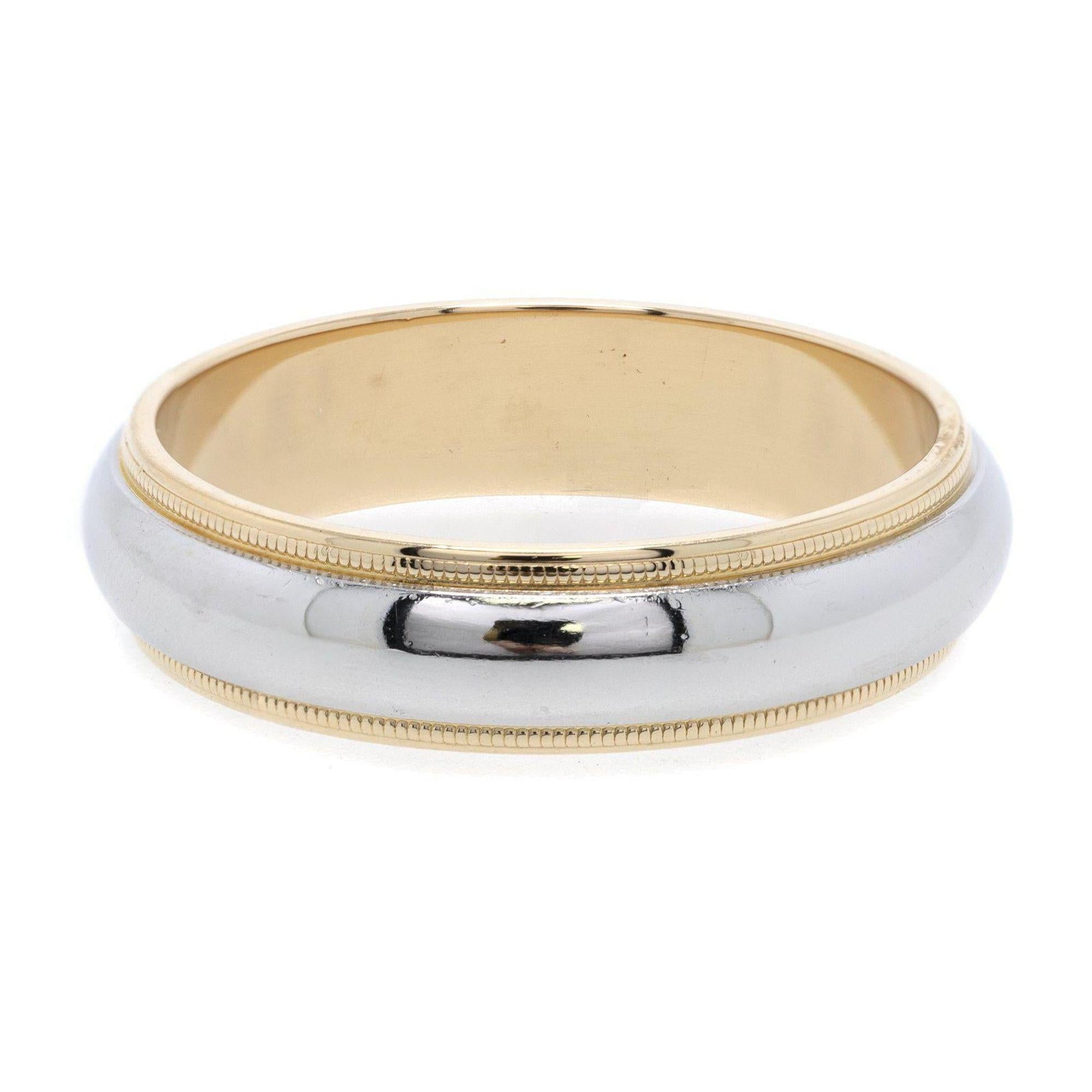 Tiffany & Co. Two-Tone Classic Milgrain Wedding Band Ring