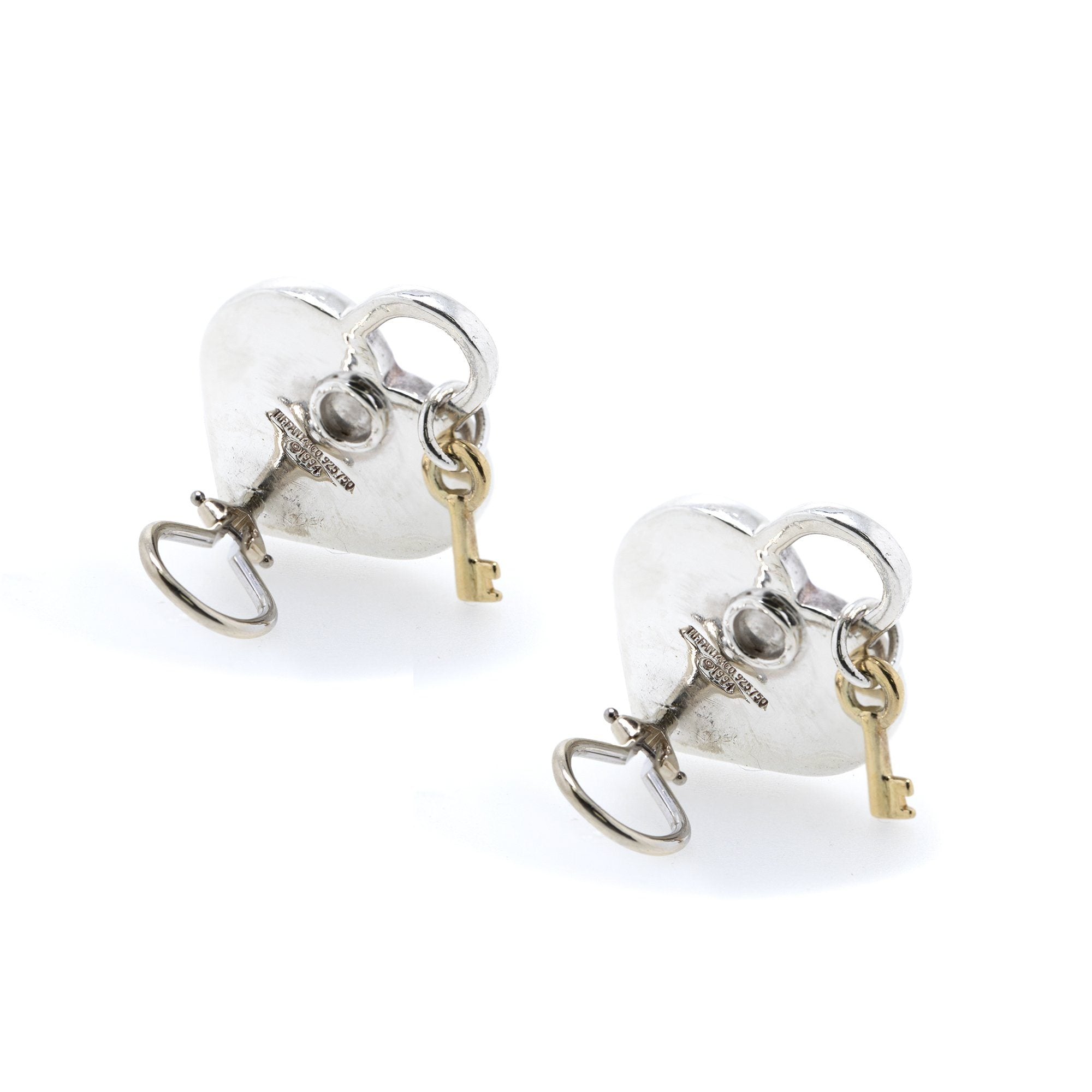 Tiffany & Co. Two-Tone Heart Lock and Key Clip-On Earrings
