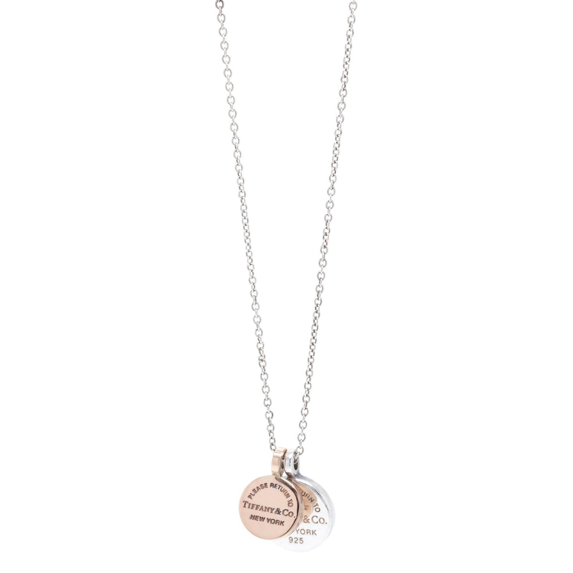 Tiffany & Co. Two-Tone Return to Tiffany Mini Double Round Tag Pendant Necklace