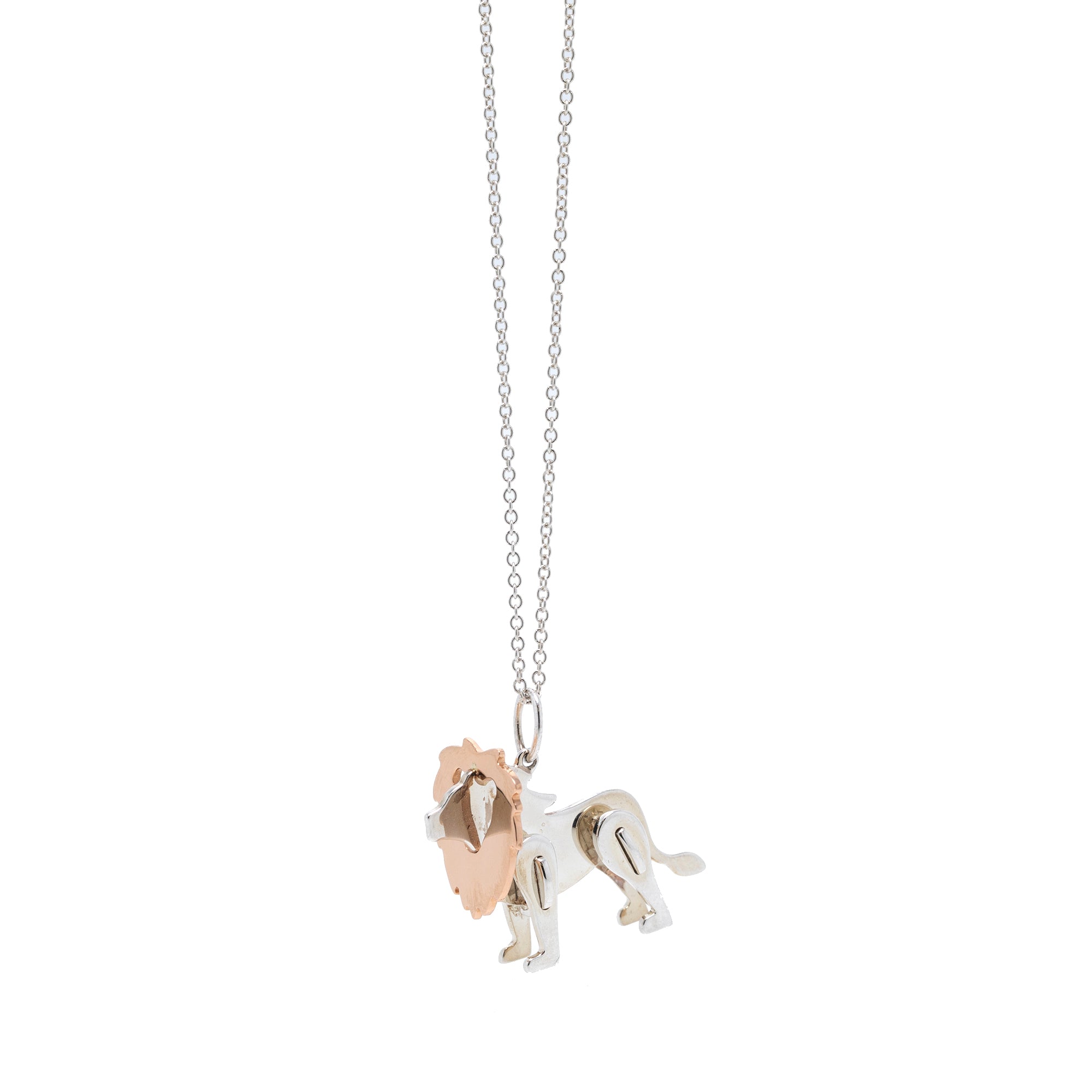 Tiffany & Co. Two-Tone Save the Wild Lion Charm Necklace