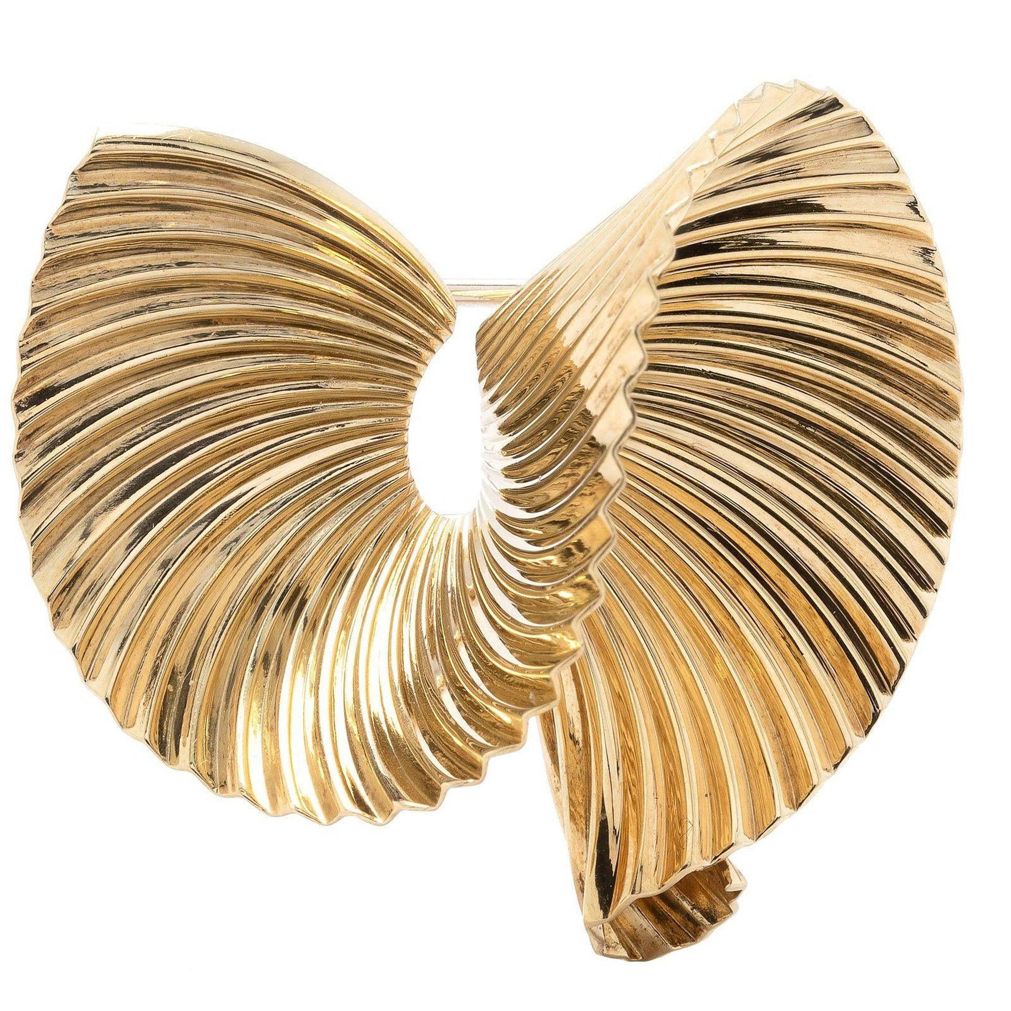 Tiffany & Co. Vintage 18k Gold Fan Brooch