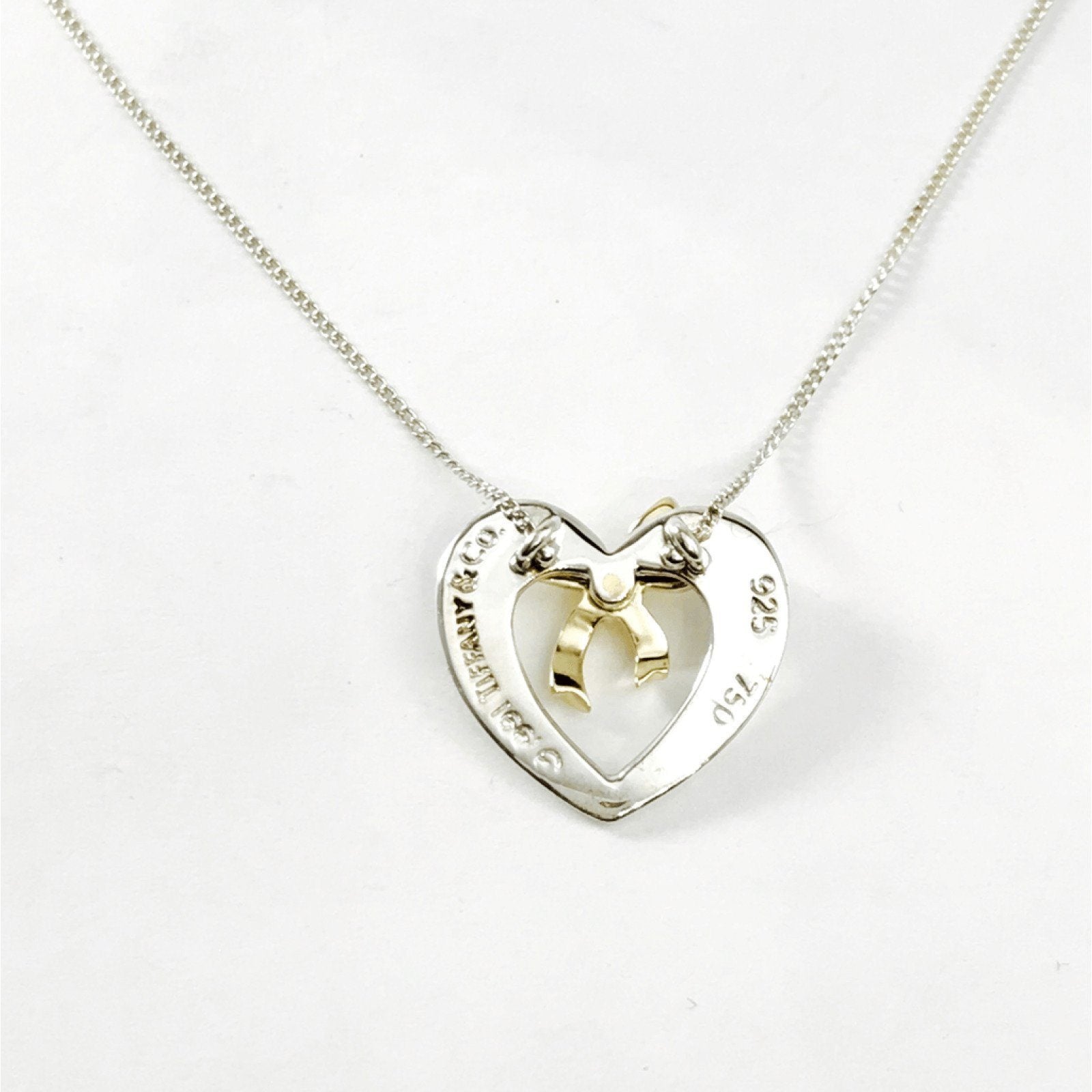 Tiffany & Co. Vintage 1991 Heart and Bow Pendant Necklace