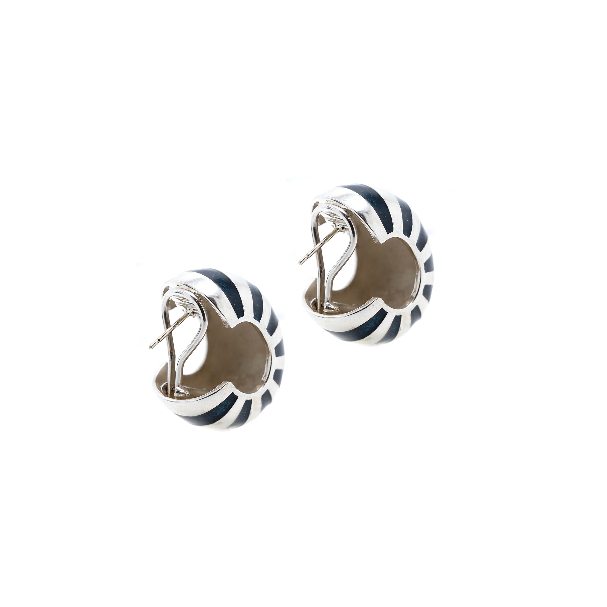 Tiffany & Co. Vintage Enamel Striped Hoop Earrings