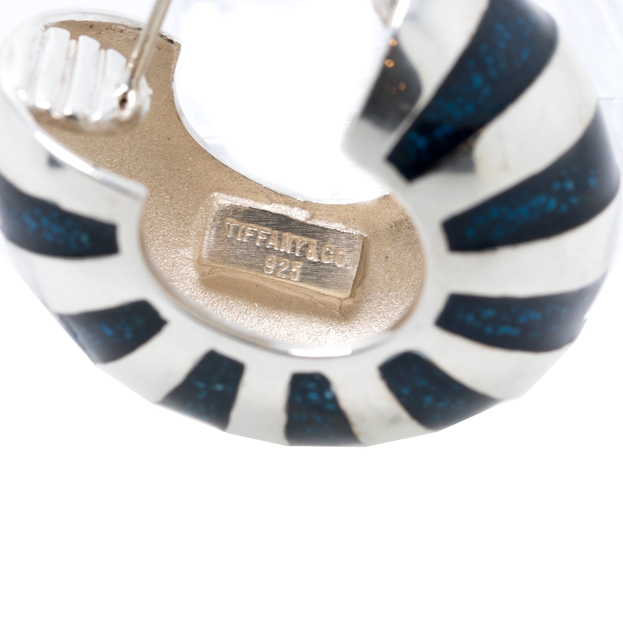 Tiffany & Co. Vintage Enamel Striped Hoop Earrings