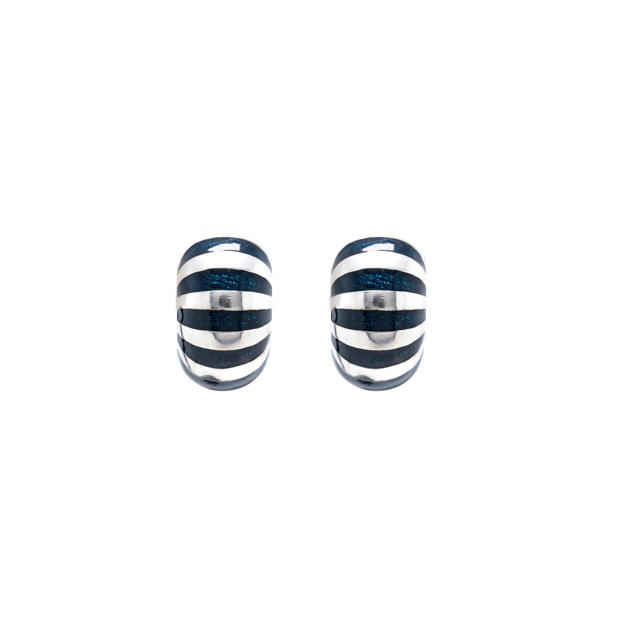 Tiffany & Co. Vintage Enamel Striped Hoop Earrings