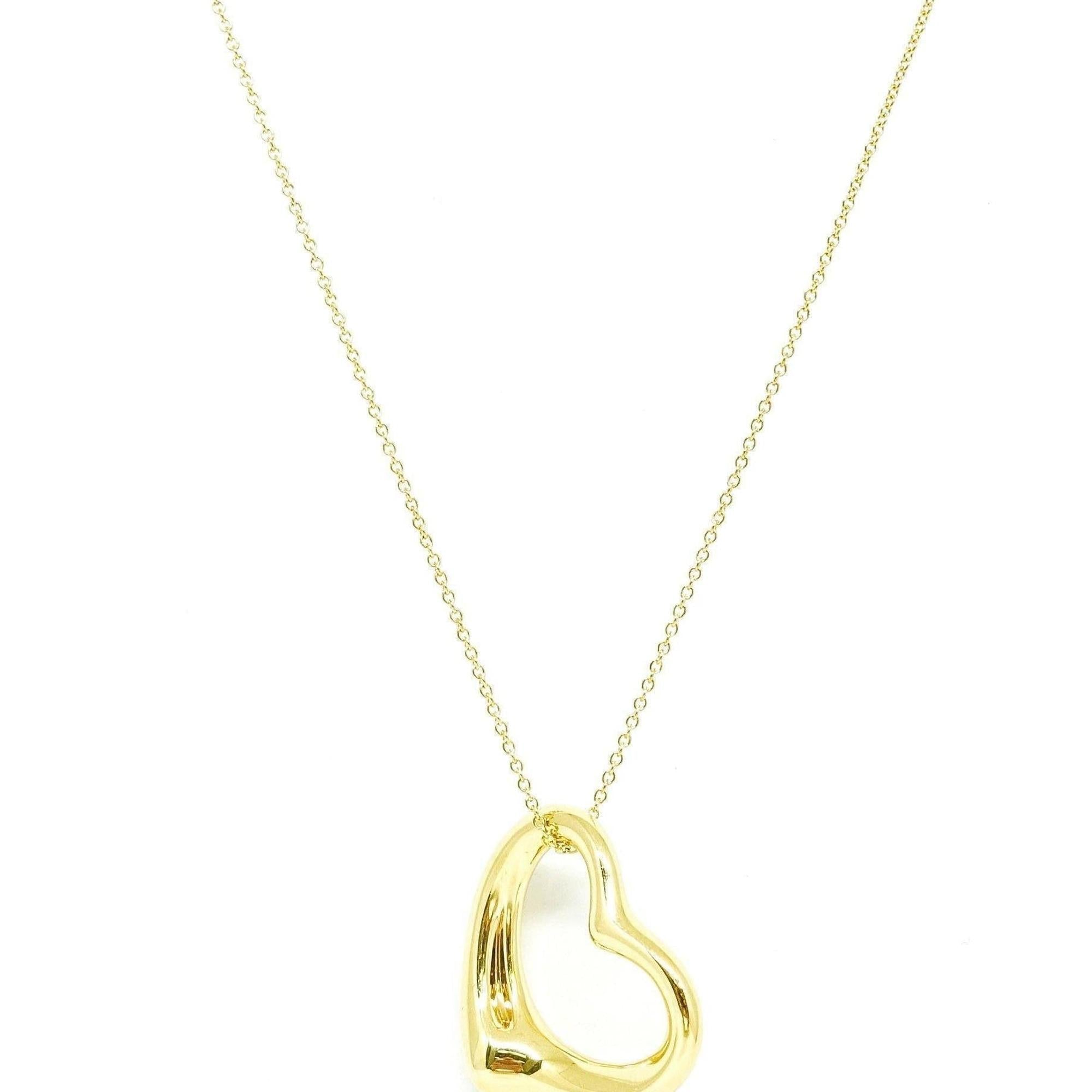Tiffany and Co. Gold Elsa Peretti Open Heart Pendant Necklace