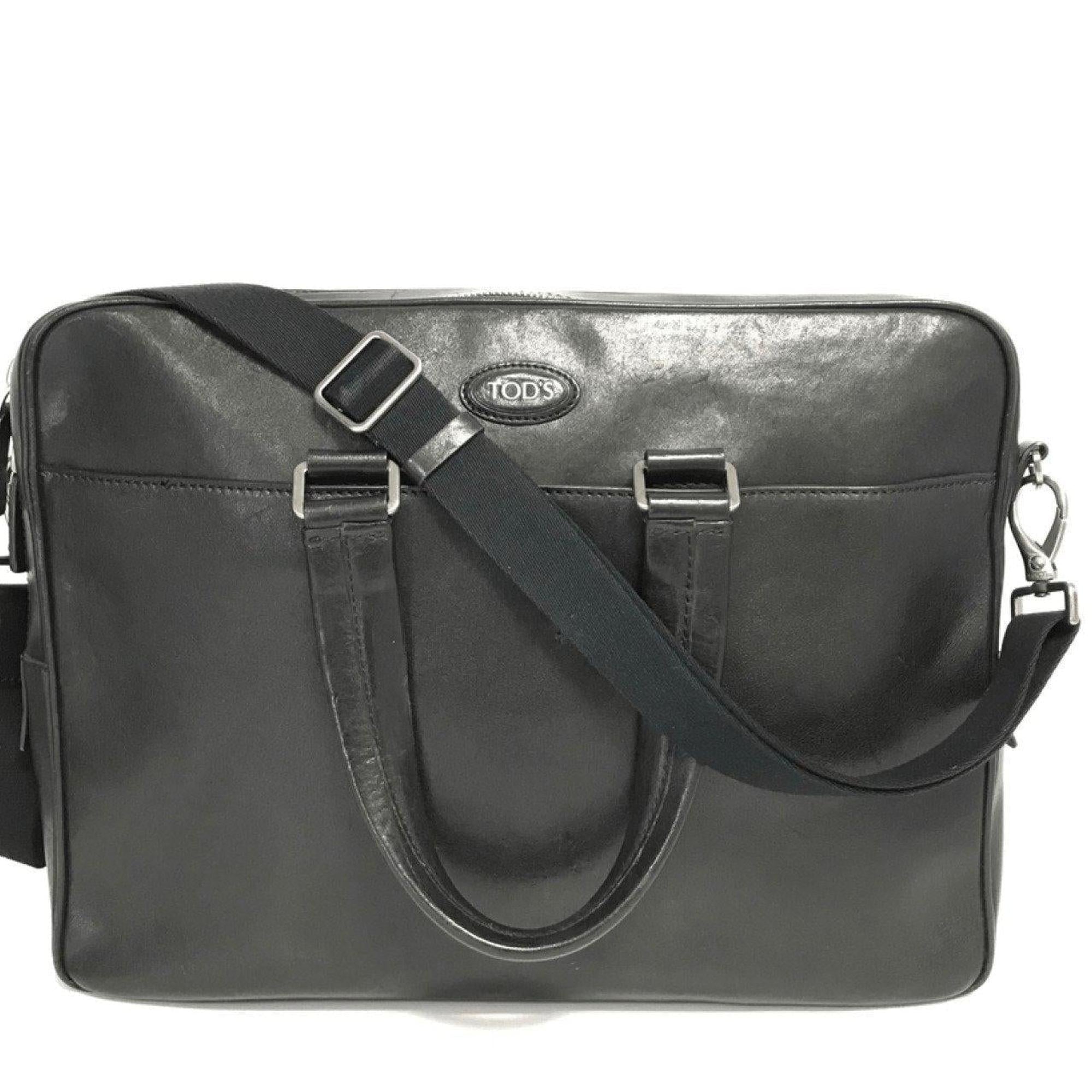 Tods Black Leather Laptop Bag