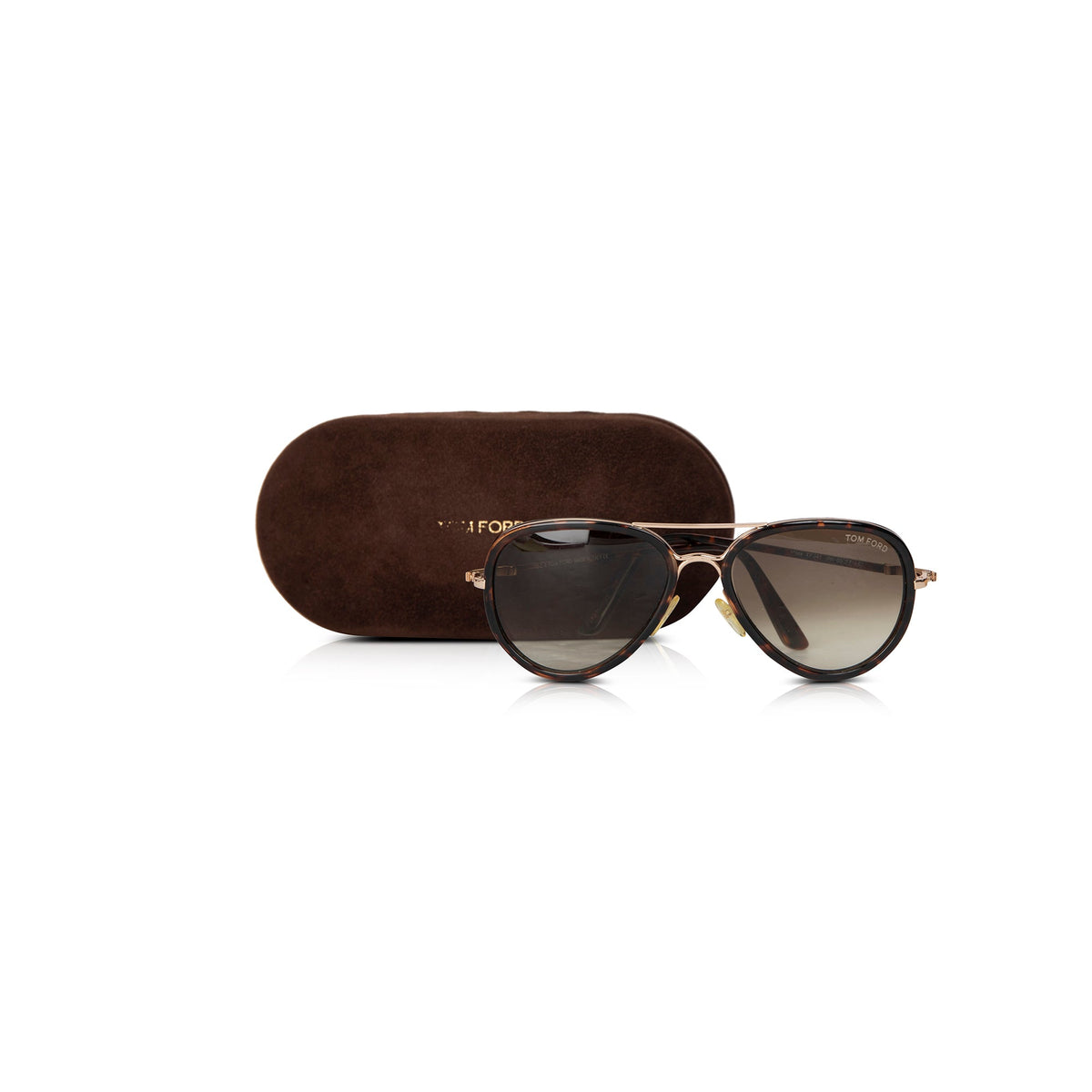 Tom Ford Black Aviator Sunglasses with Brown Case TOM FORD sunglasses  main image 2