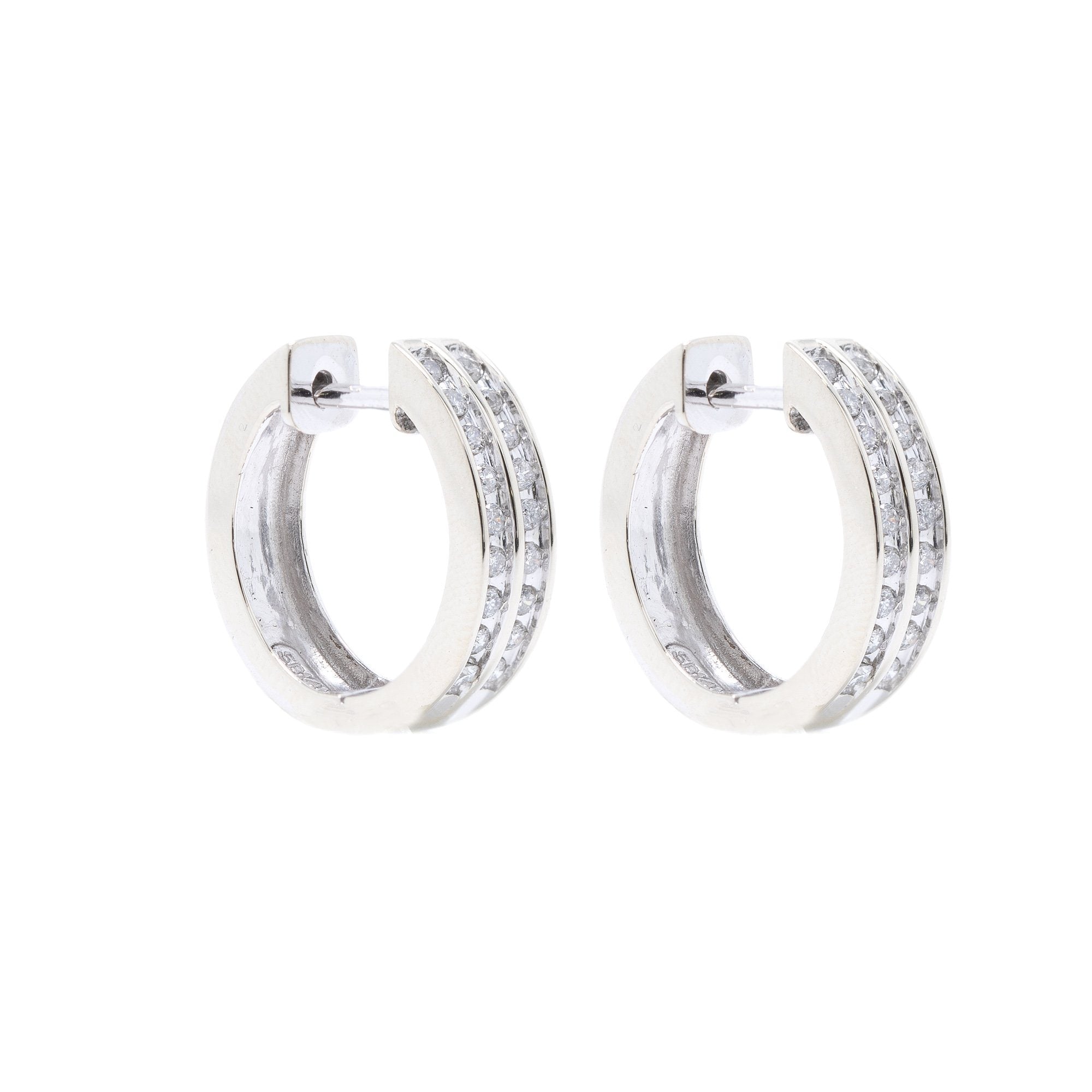 Two-Row Diamond Hoop Earrings