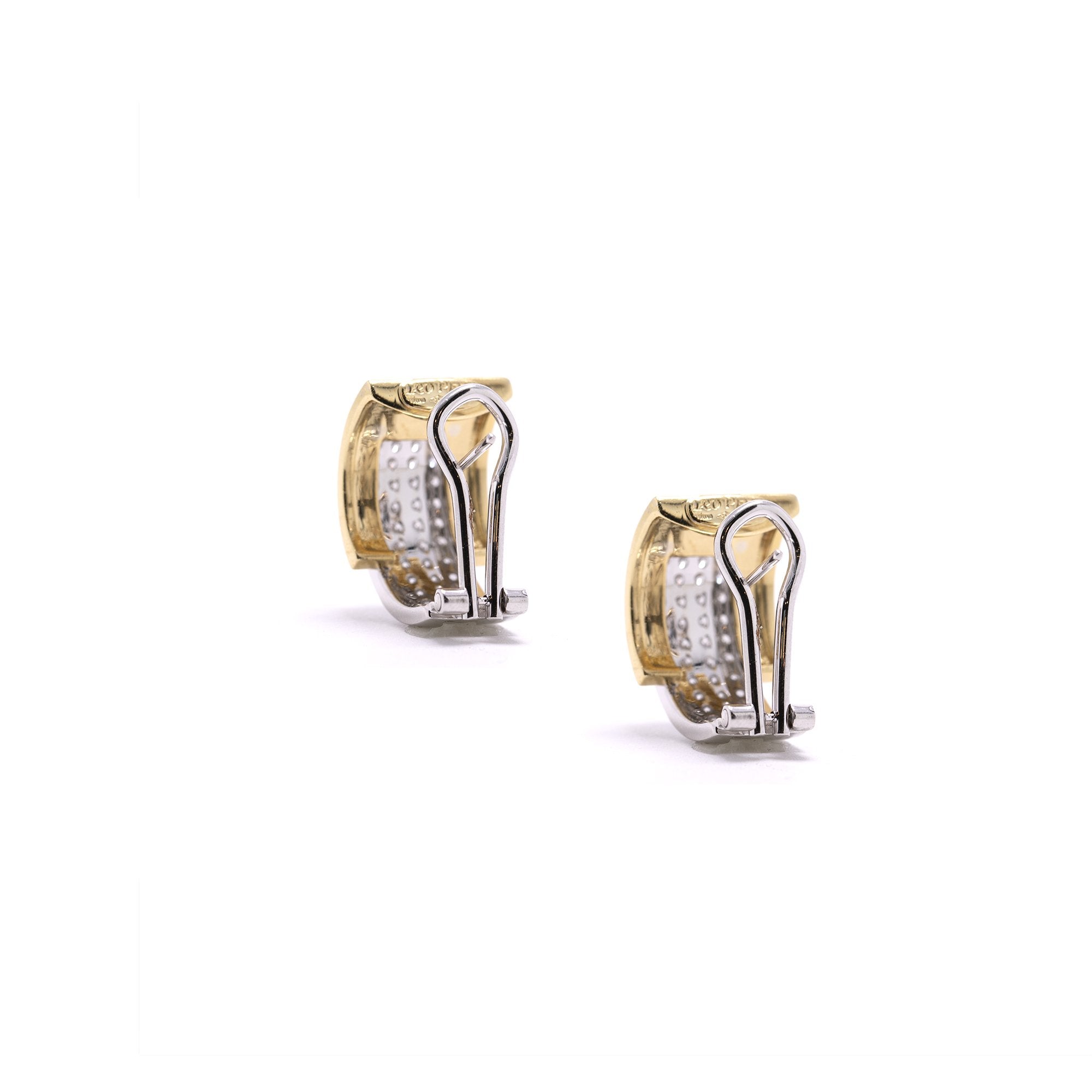 Two-Tone Diamond Hoop Earrings
