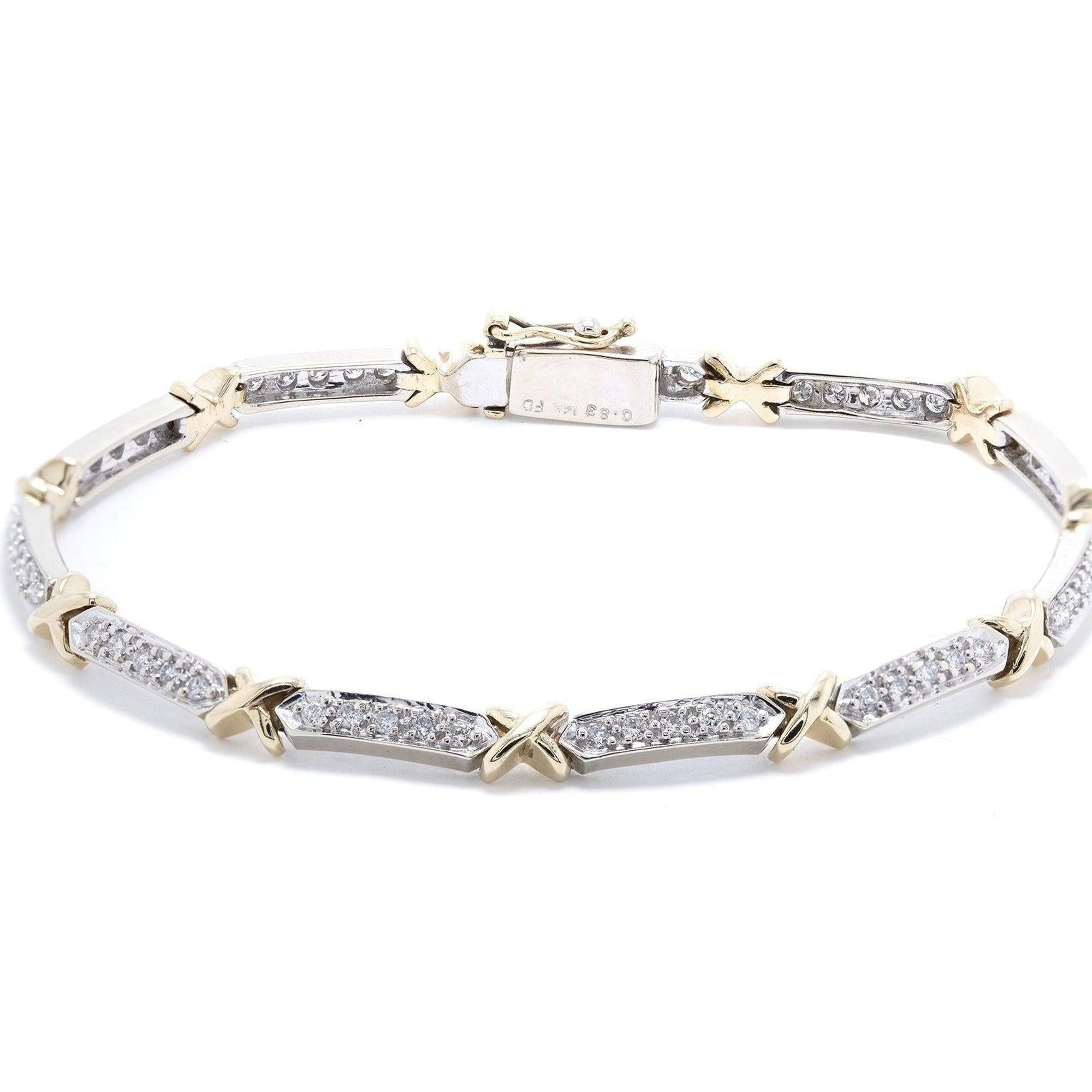 Two-Tone Diamond 'X' Tennis Bracelet