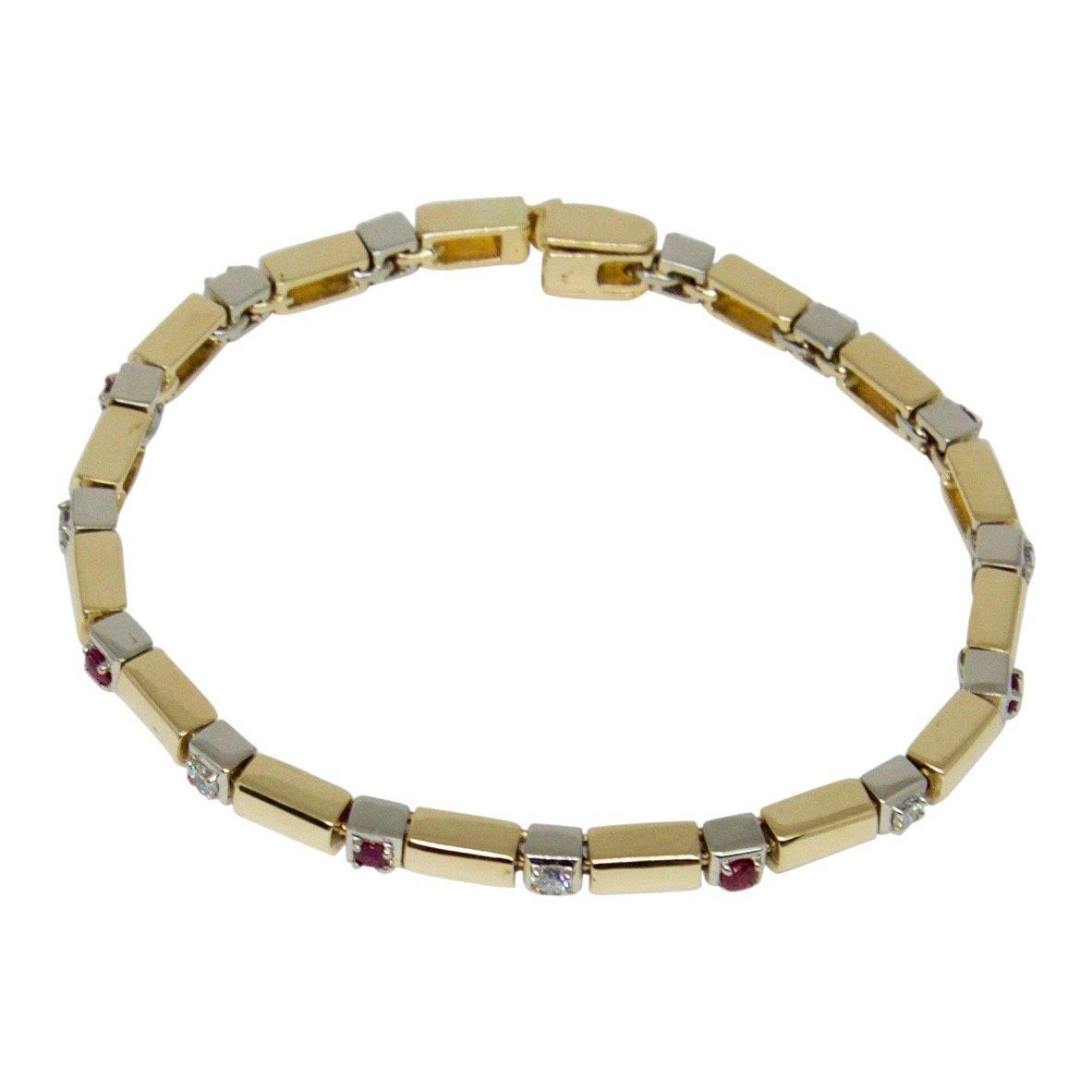 Two-Tone Diamond and Ruby Link Bracelet