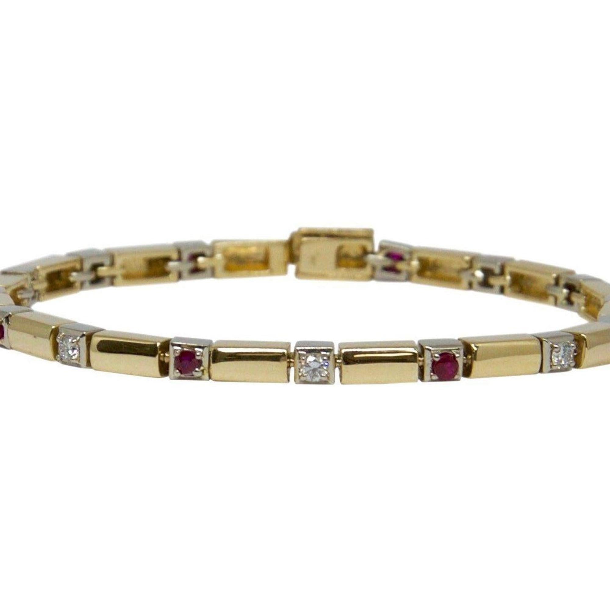 Two-Tone Diamond and Ruby Link Bracelet