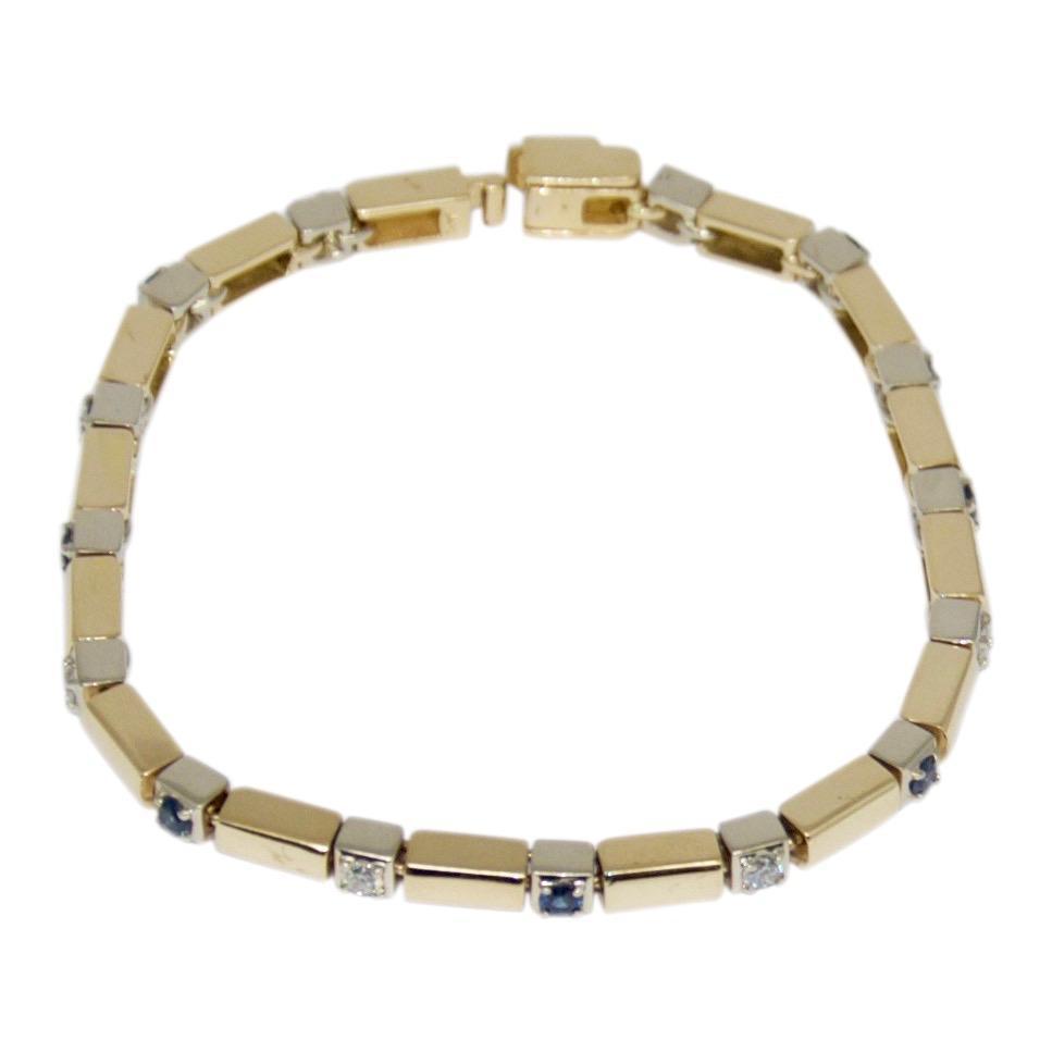 Two-Tone Diamond and Sapphire Link Bracelet