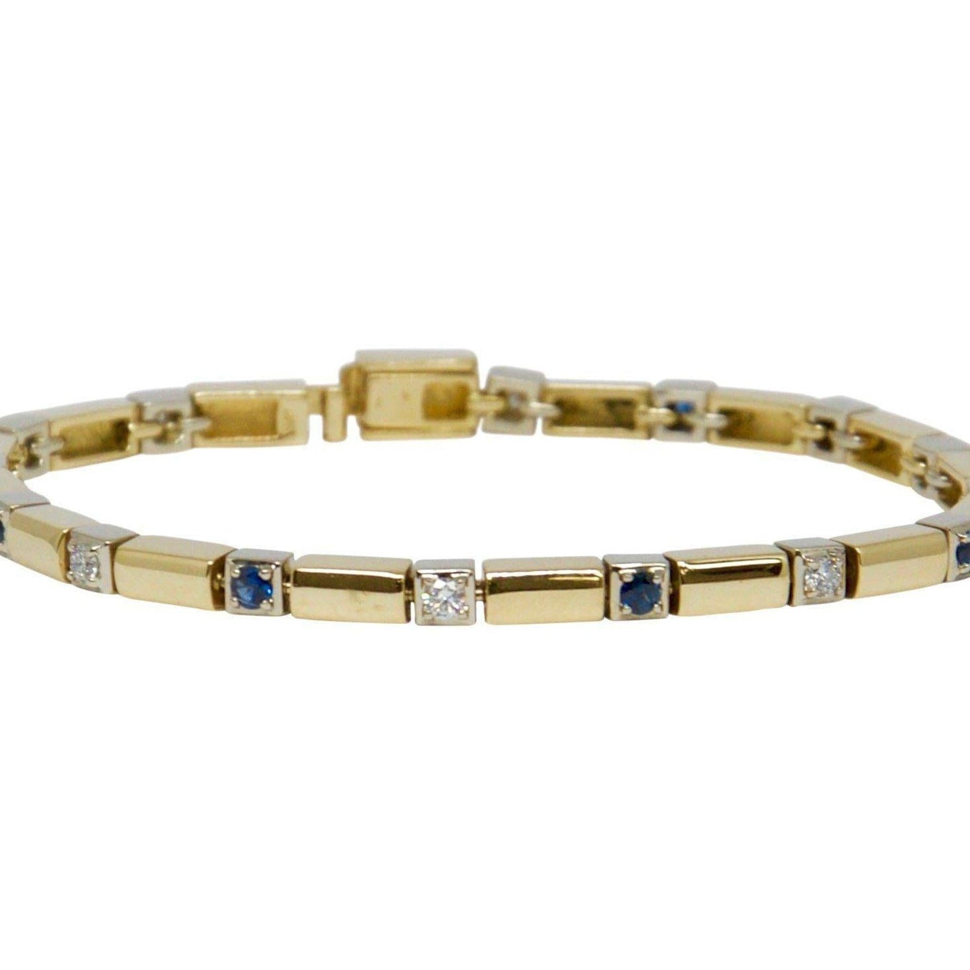 Two-Tone Diamond and Sapphire Link Bracelet