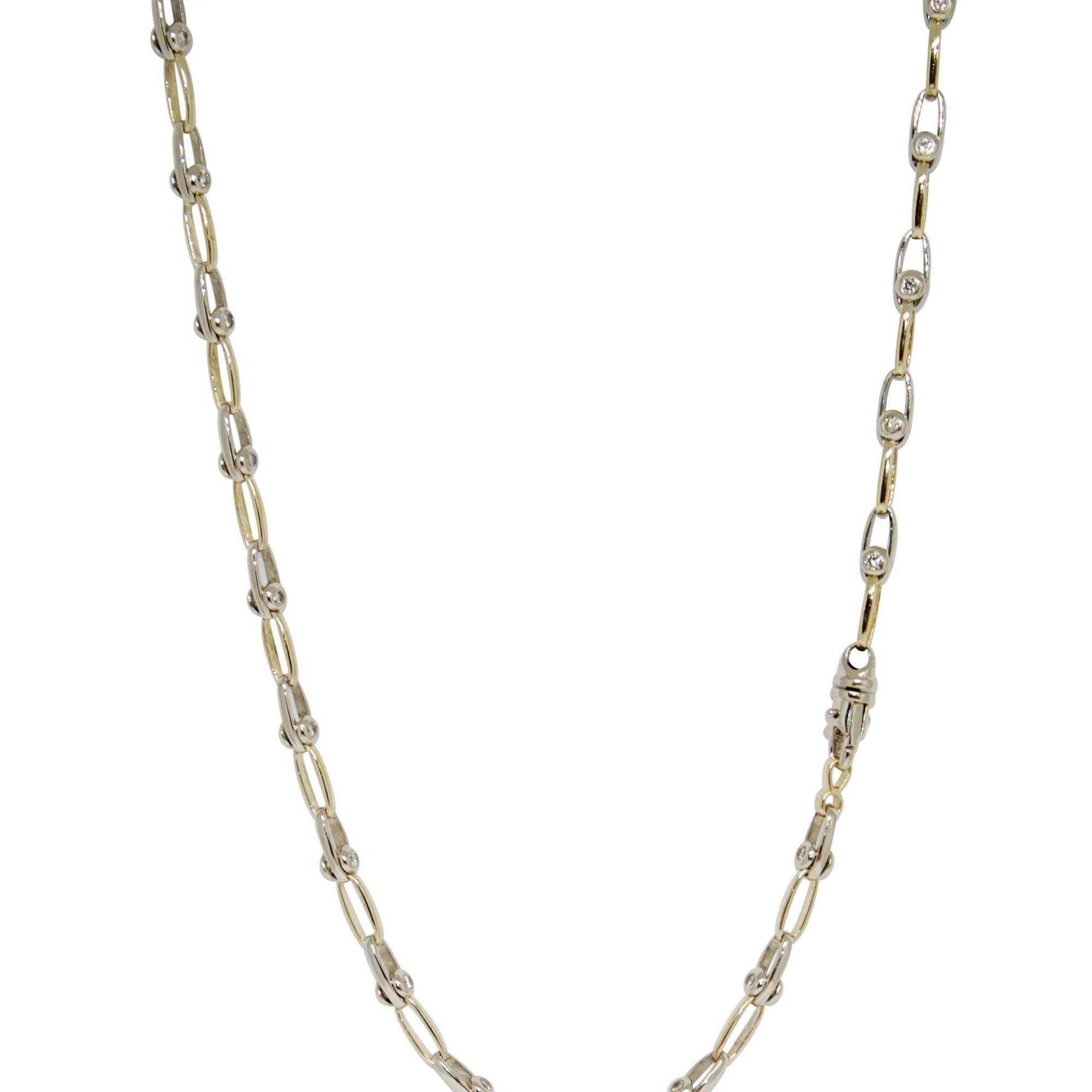 Two-Tone Double Sided Sliding Bezel Diamond Necklace