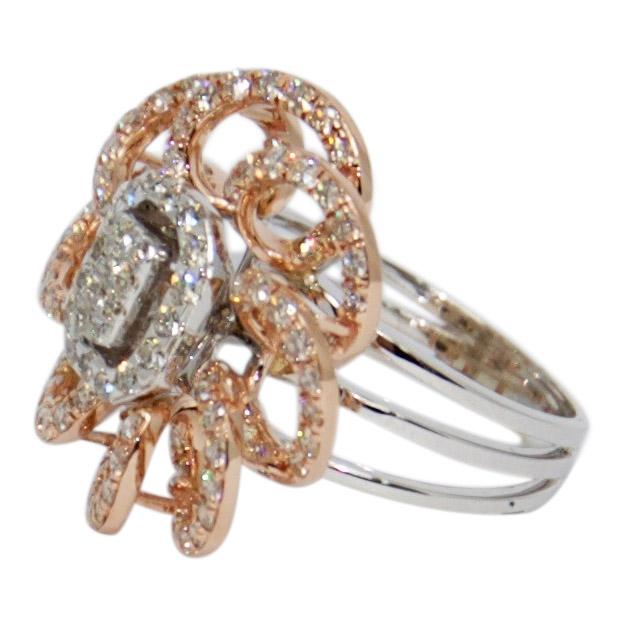 Two-Tone Floral Design Diamond Ring