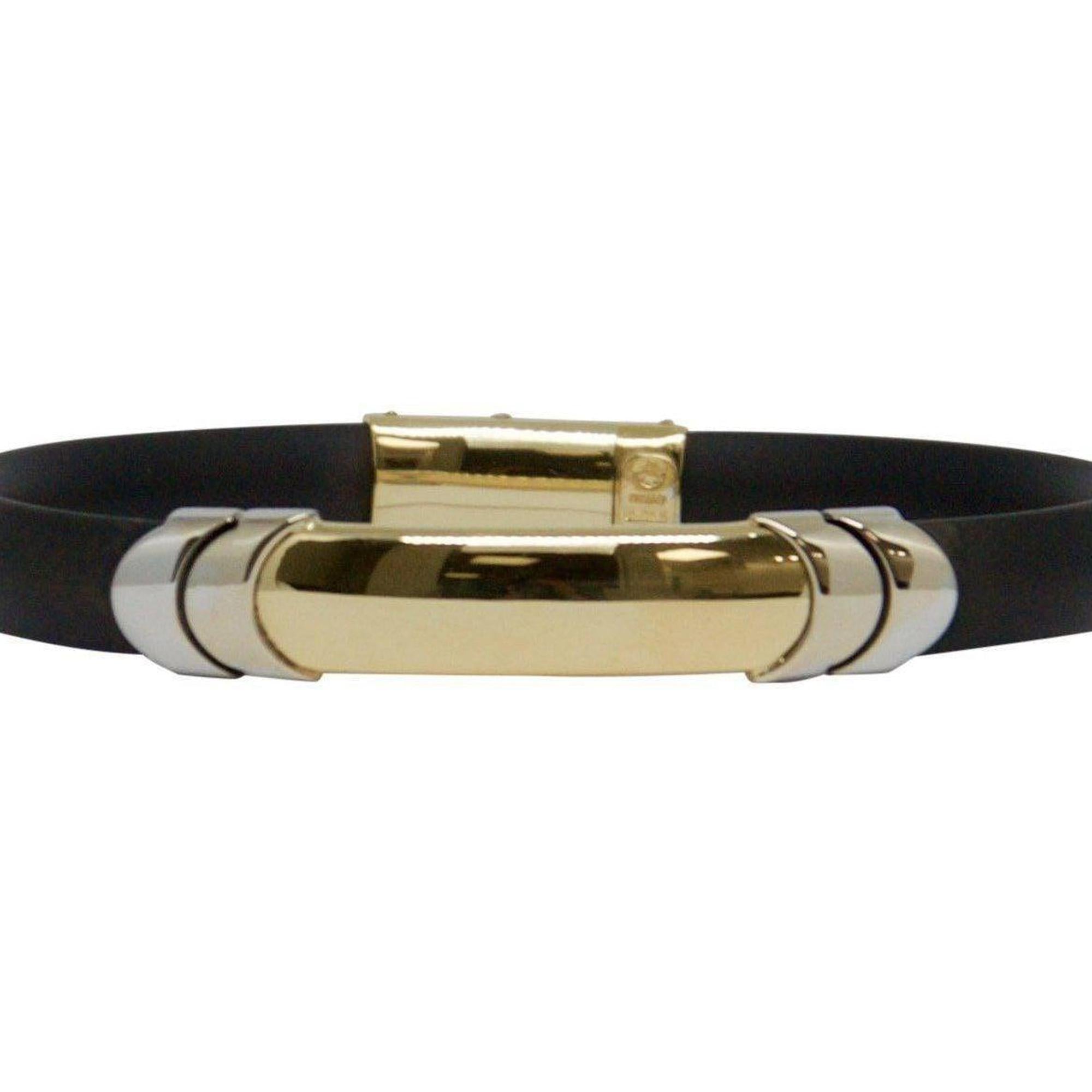 Two-Tone Gold and Rubber Bracelet