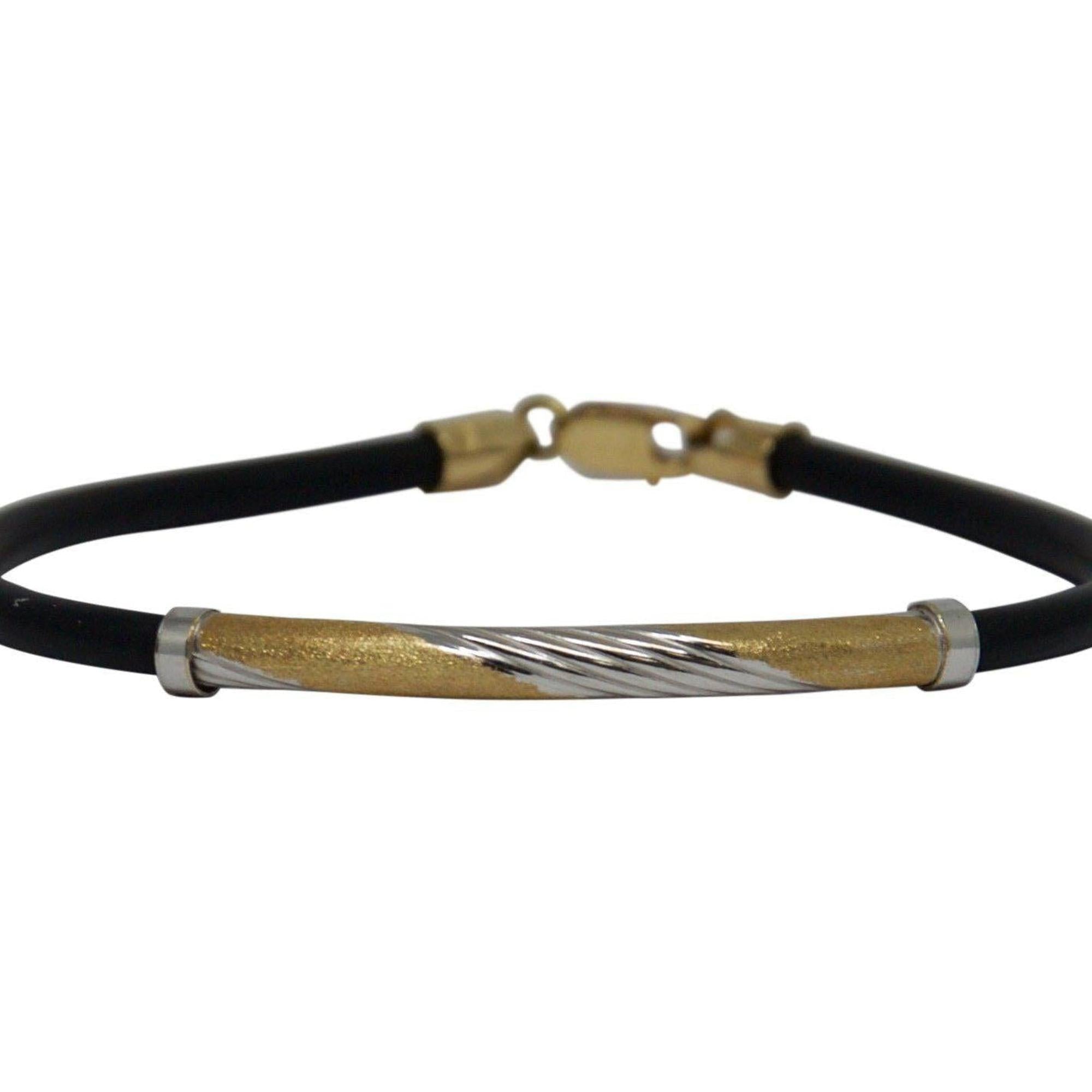 Two-Tone Gold and Rubber Bracelet
