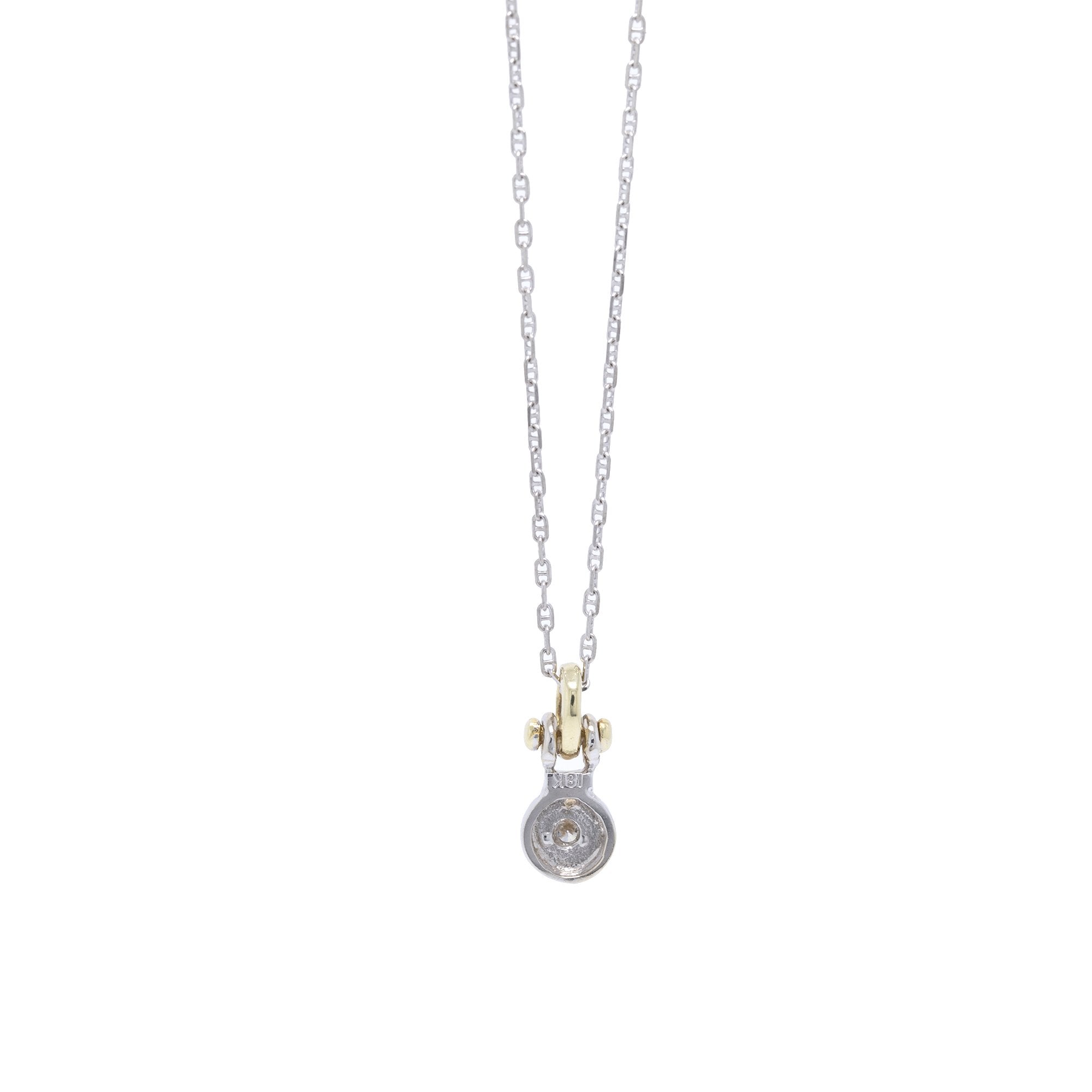 Two-Tone Solitaire Diamond Pendant Necklace