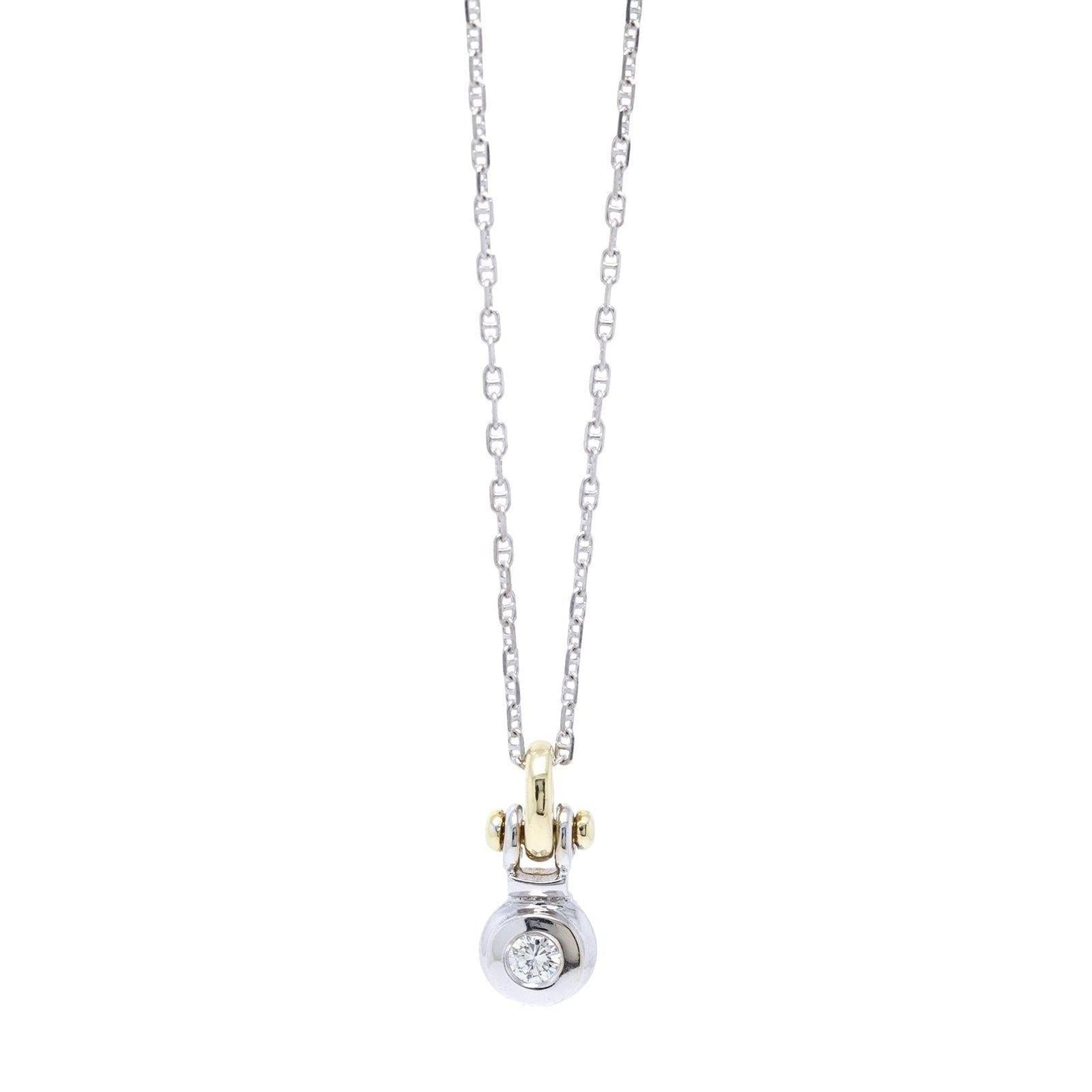 Two-Tone Solitaire Diamond Pendant Necklace