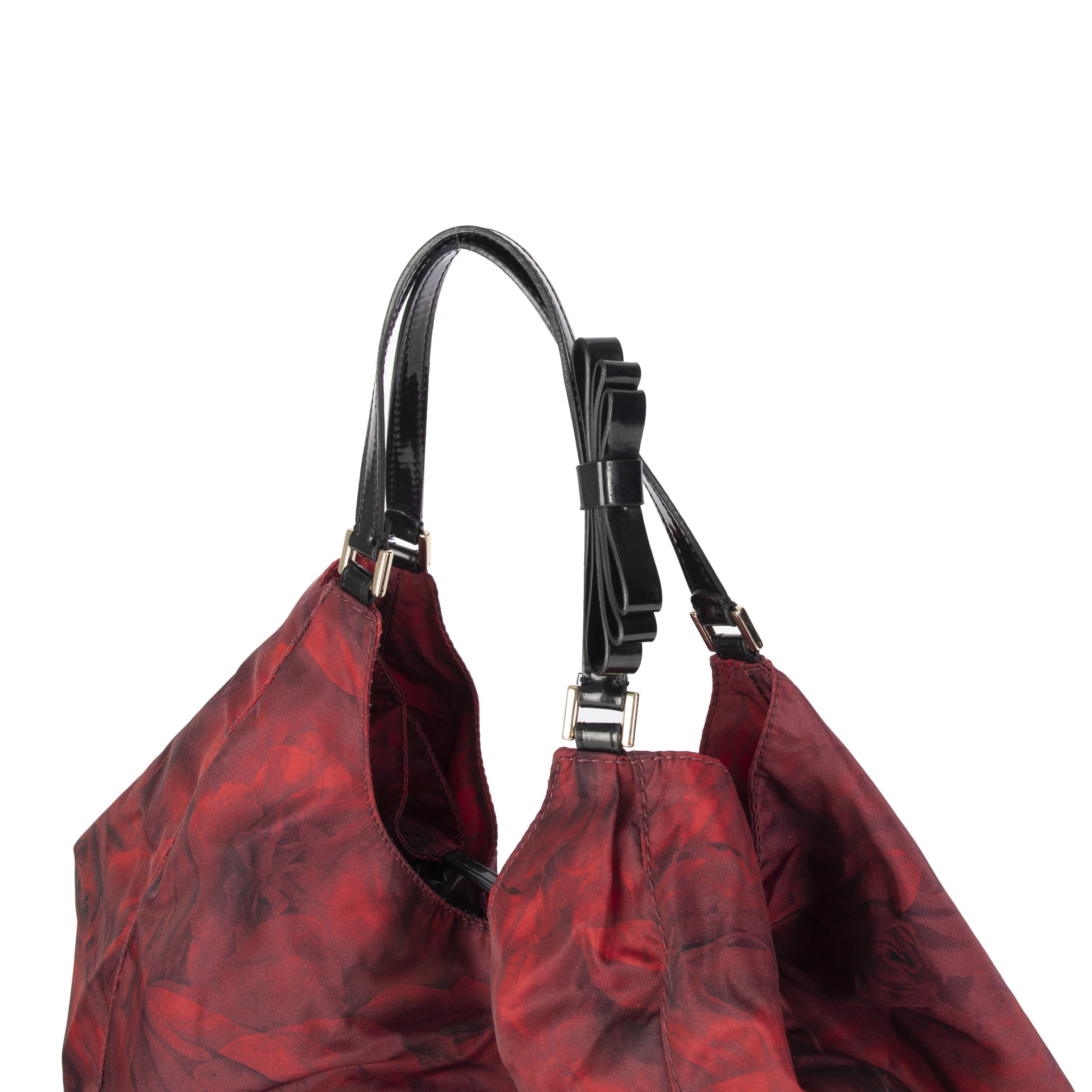 Valentino Red Flowerland Rose Print Large Nylon Tote