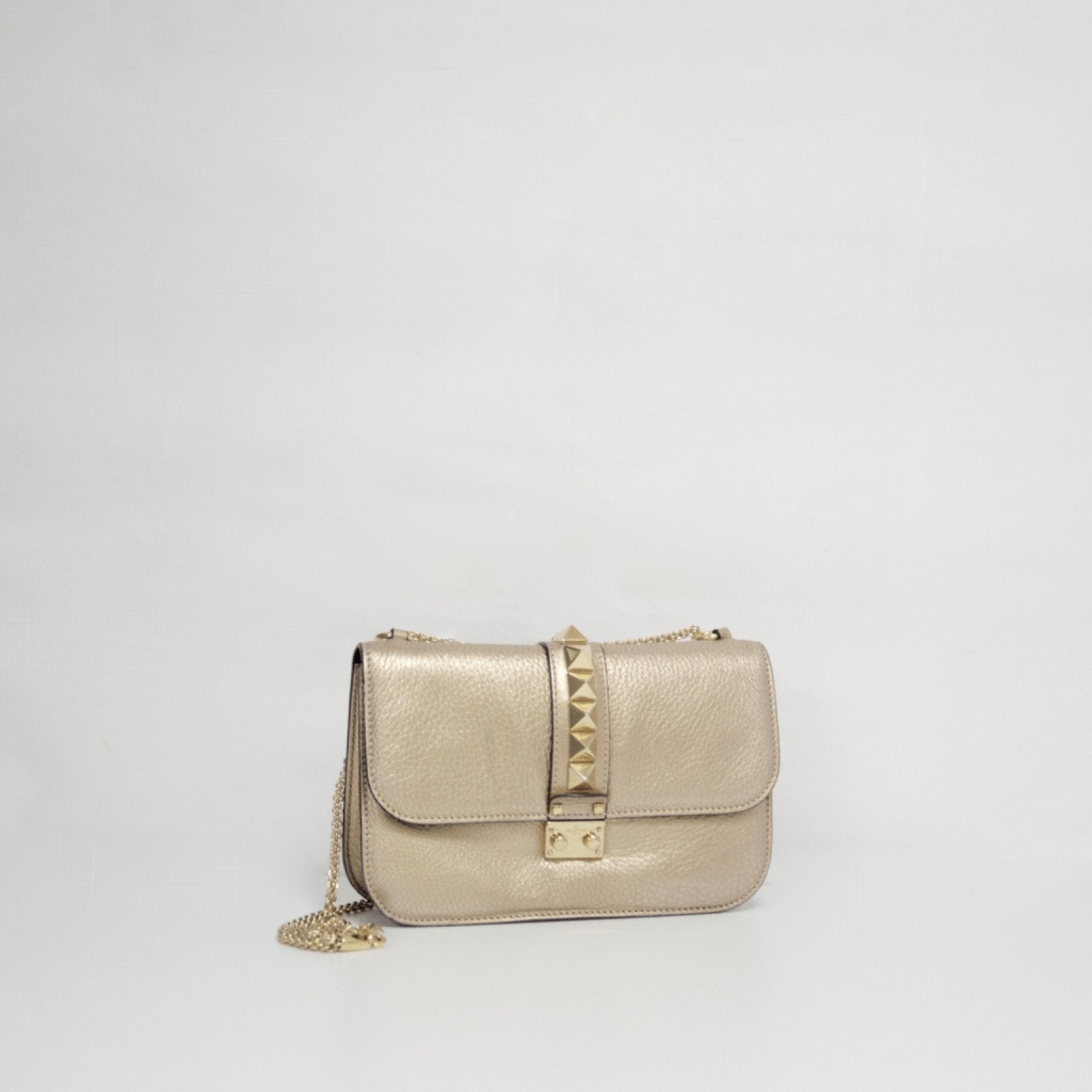 Valentino Silver Metallic Garavani Glam Lock Bag