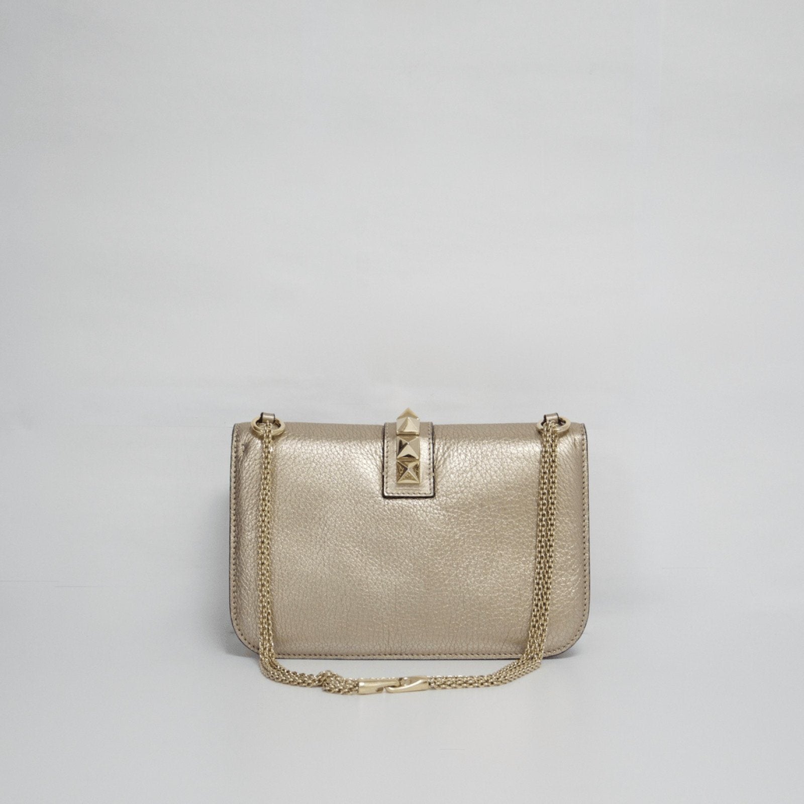 Valentino Silver Metallic Garavani Glam Lock Bag