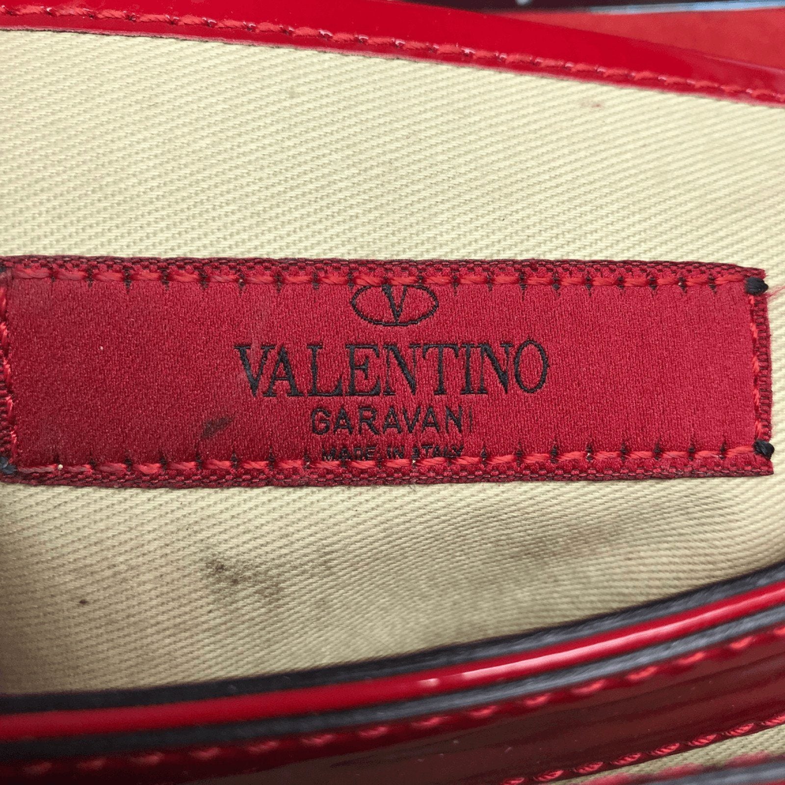 Valentino Small Red Patent Rockstud Va Va Voom Clutch Bag