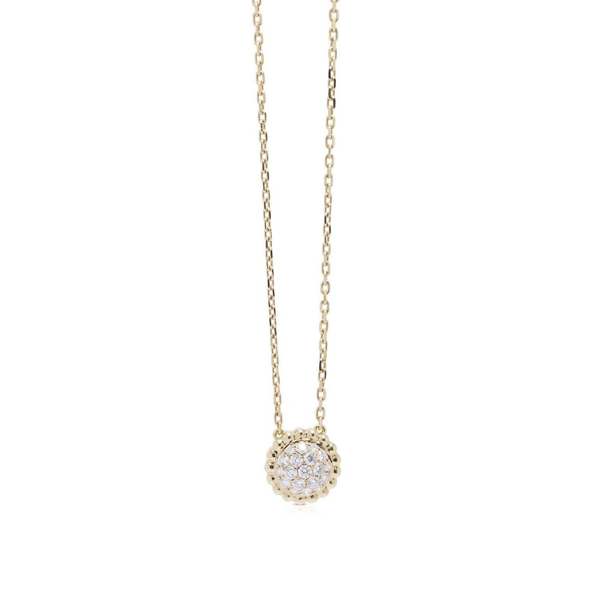 Van Cleef & Arpels 18k Gold Perlee Diamond Pendant Necklace