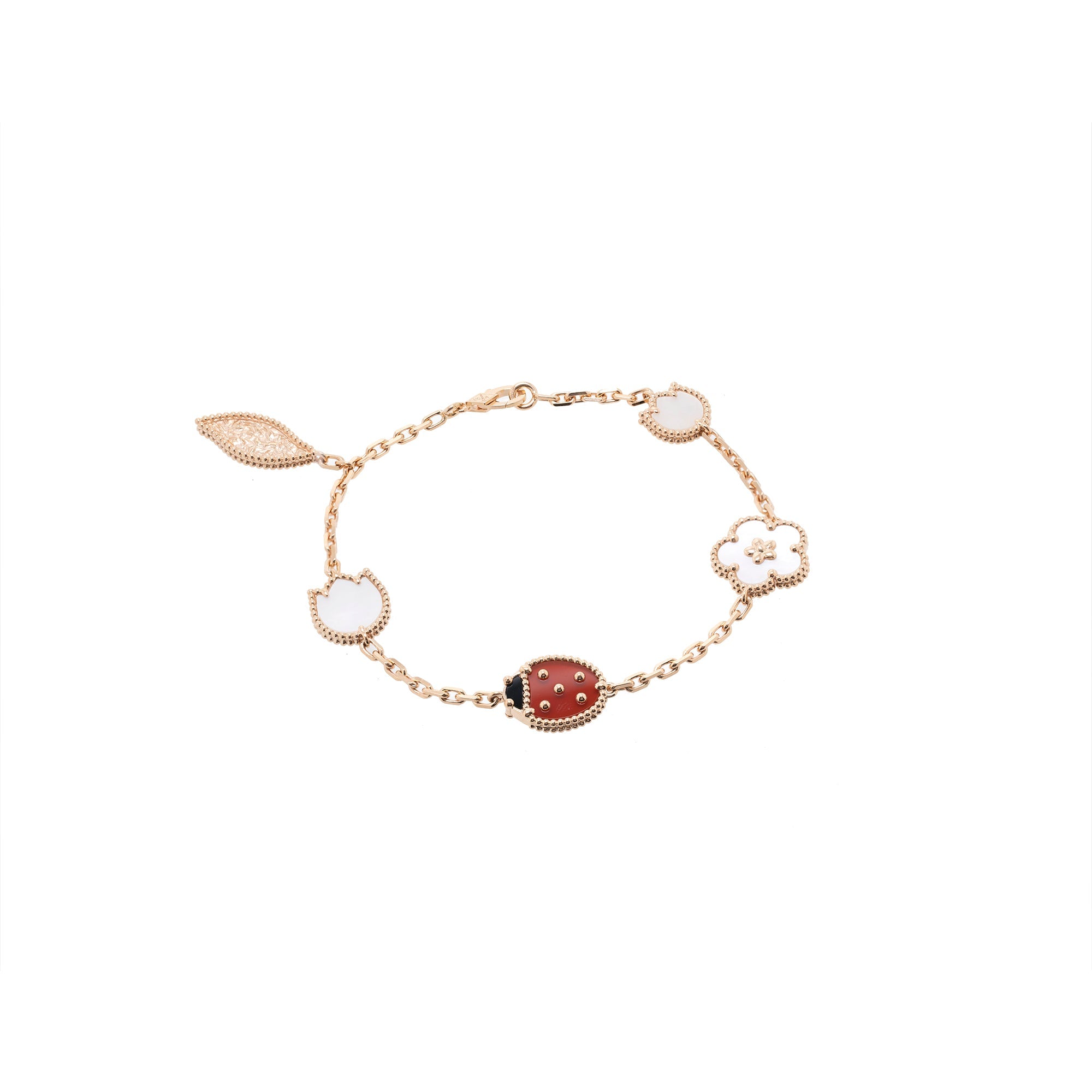 Van Cleef & Arpels 18k Rose Gold 5 Motifs Lucky Spring Bracelet w/ Certificate