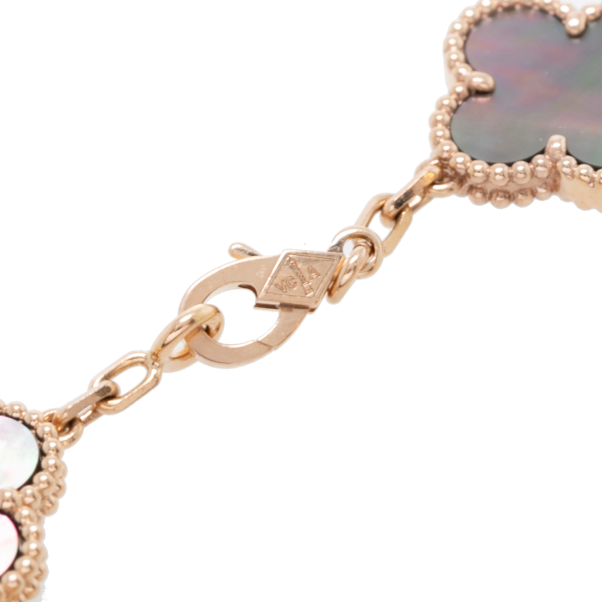 Van Cleef & Arpels 18k Rose Gold 5 Motifs Vintage Alhambra Bracelet w/ Box, Receipt & Certificate