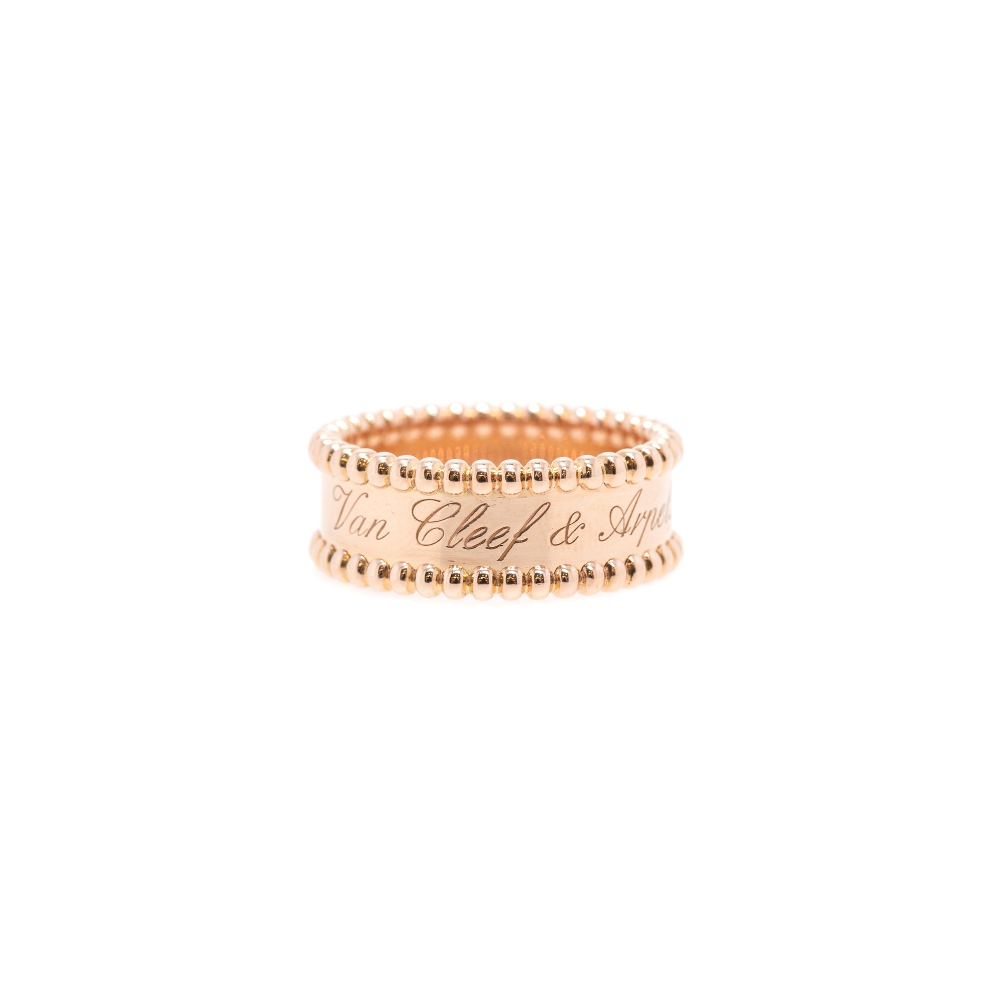 Van Cleef & Arpels 18k Rose Gold Perlee Signature Ring