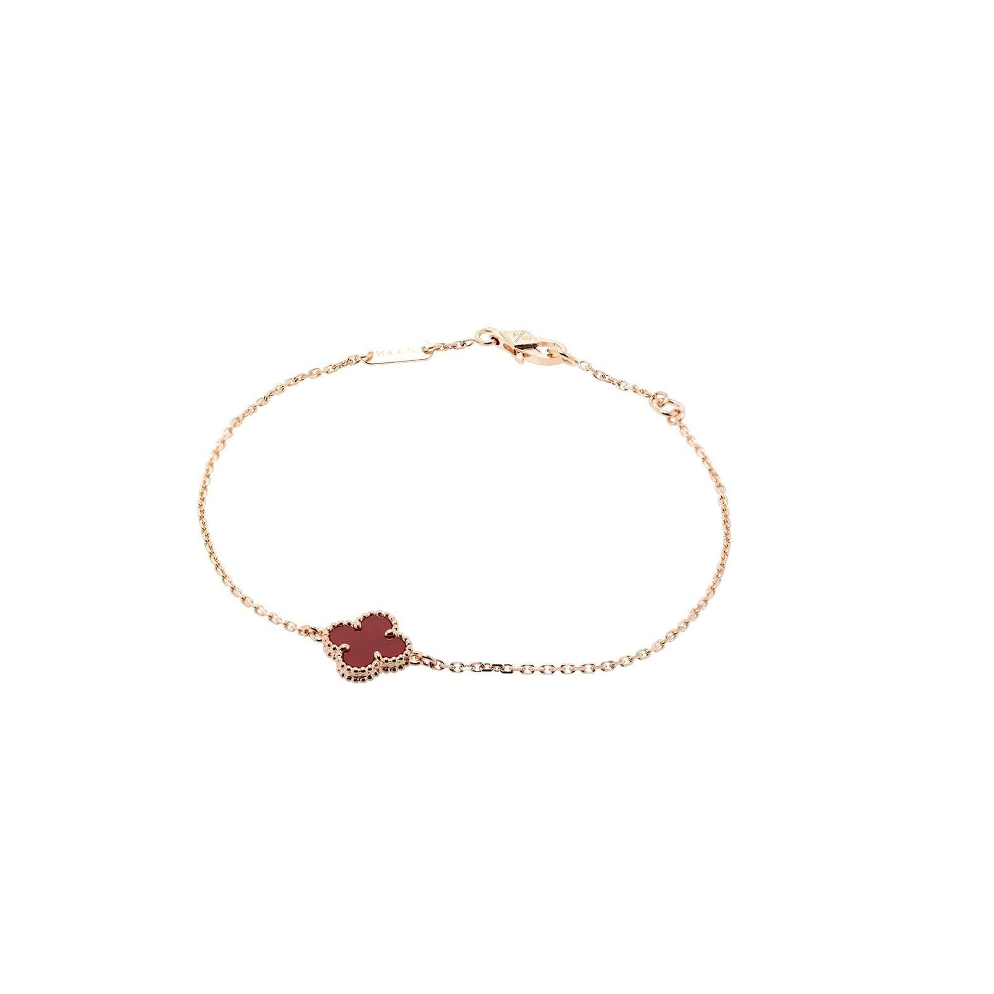 Van Cleef & Arpels 18k Rose Gold Sweet Alhambra Carnelian Bracelet