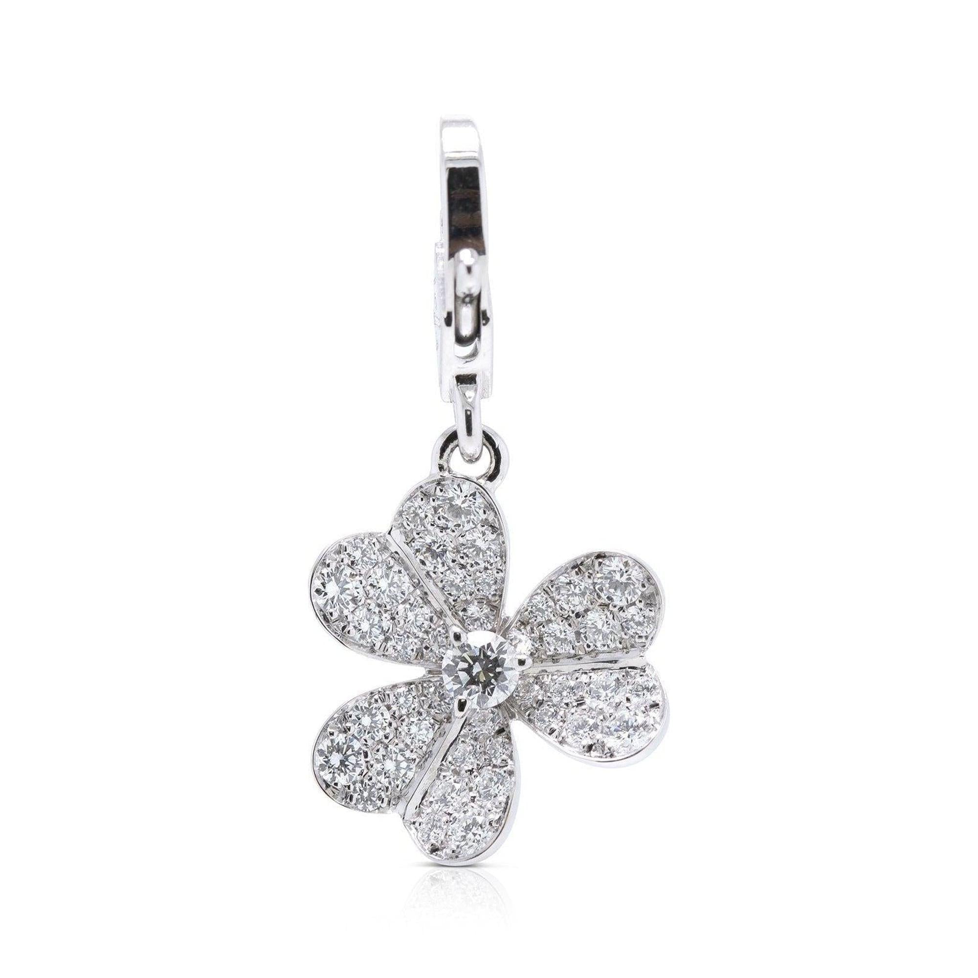 Van Cleef & Arpels 18k White Gold Frivole Diamond Charm Pendant