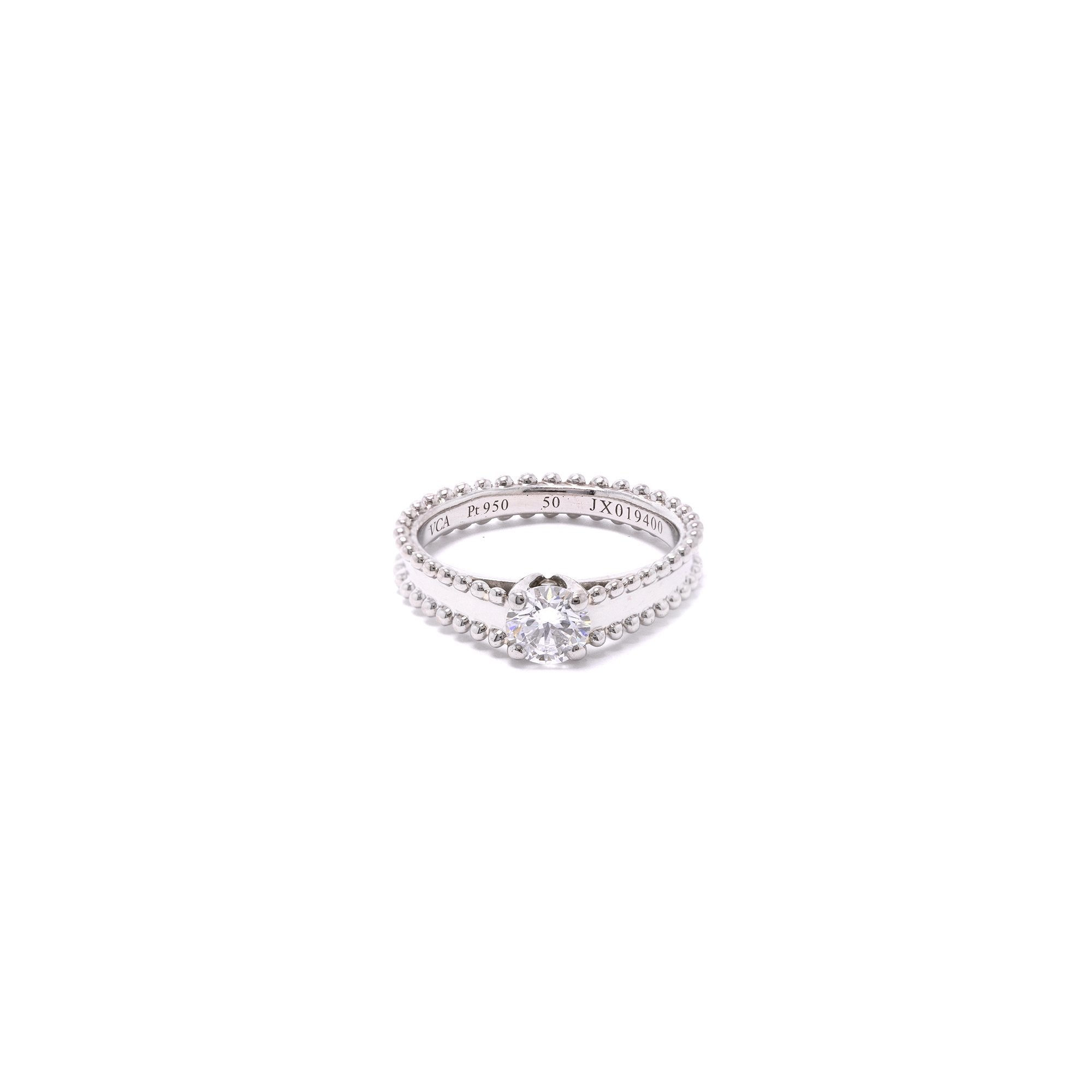 Van Cleef & Arpels Estelle Platinum Diamond Solitaire Engagement Ring w/ Box & Certificate