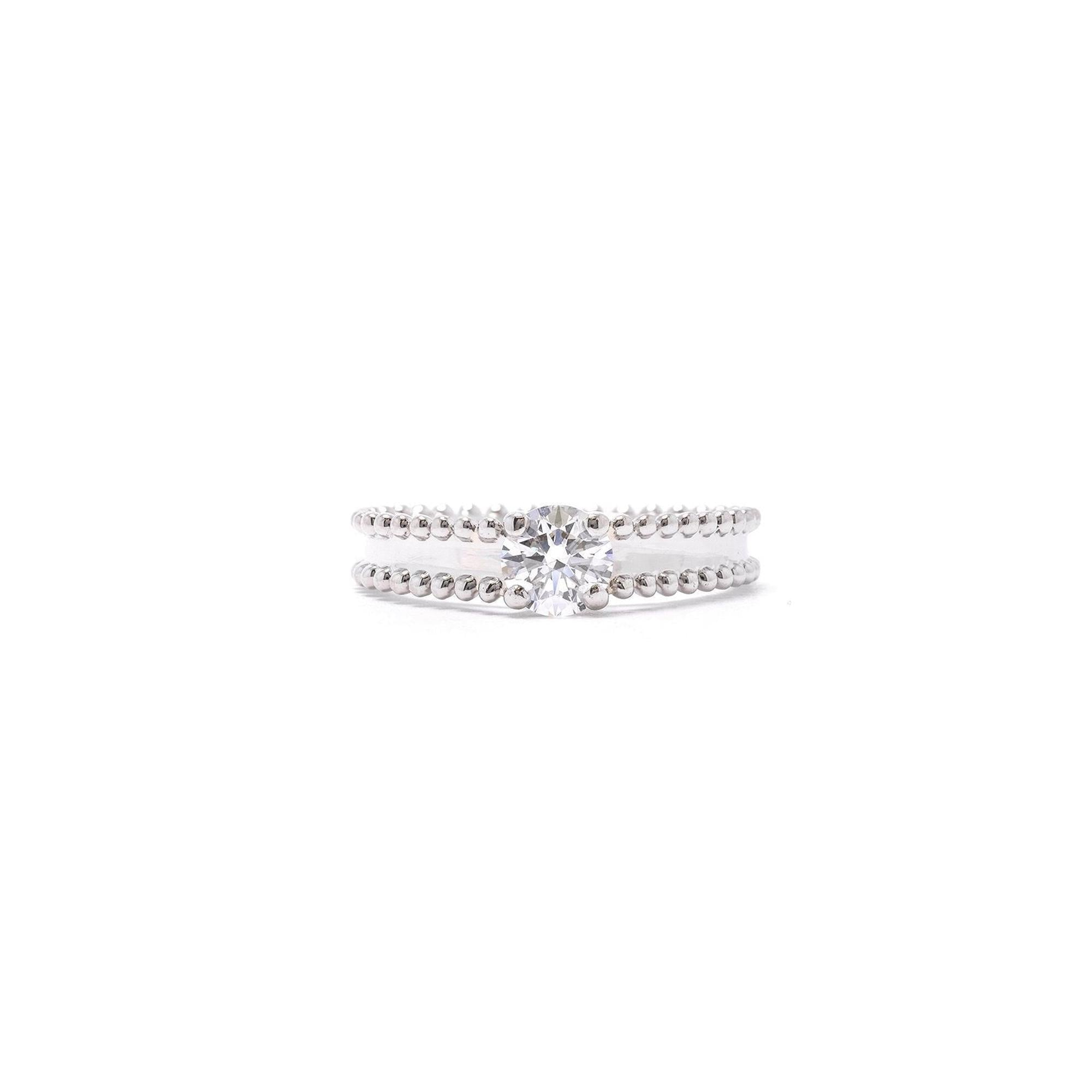 Van Cleef & Arpels Estelle Platinum Diamond Solitaire Engagement Ring w/ Box & Certificate