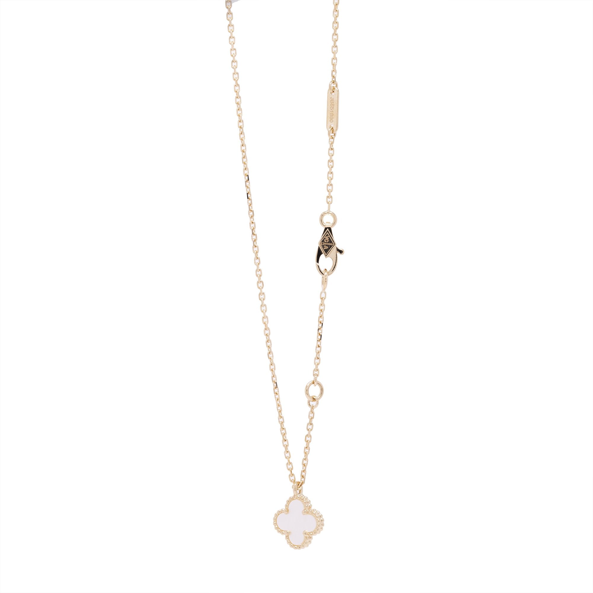 Van Cleef & Arpels Mother of Pearl Sweet Alhambra Pendant Necklace w/ Box