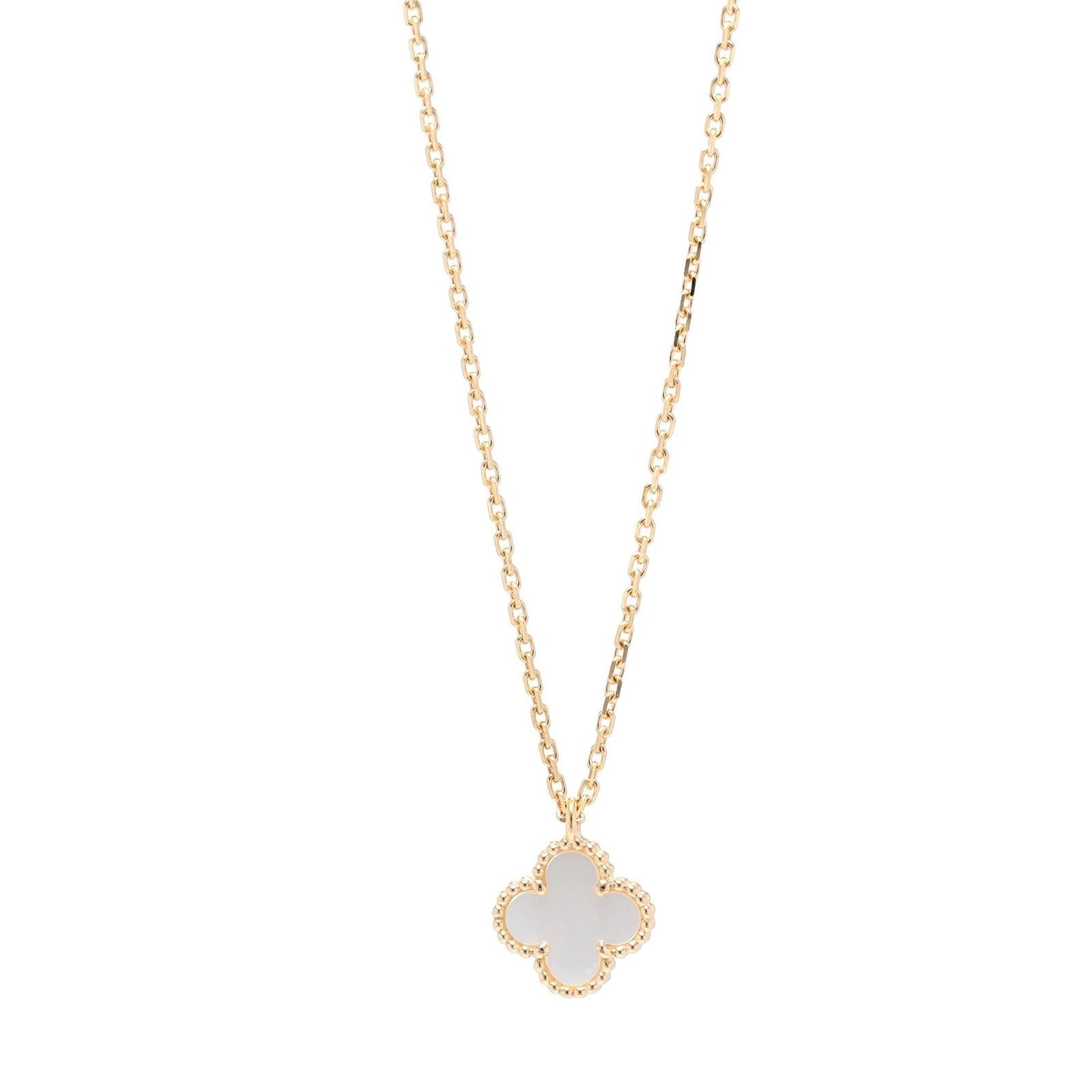Van Cleef & Arpels Mother of Pearl Sweet Alhambra Pendant Necklace w/ Box & Certificate