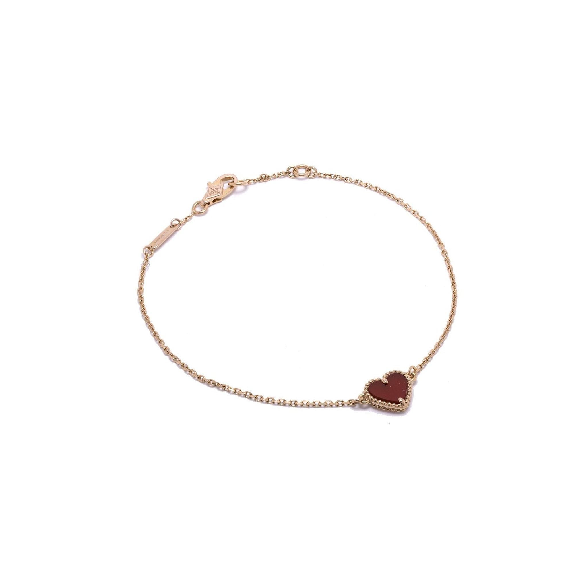 Van Cleef & Arpels Sweet Alhambra Carnelian Heart Bracelet w/ Box