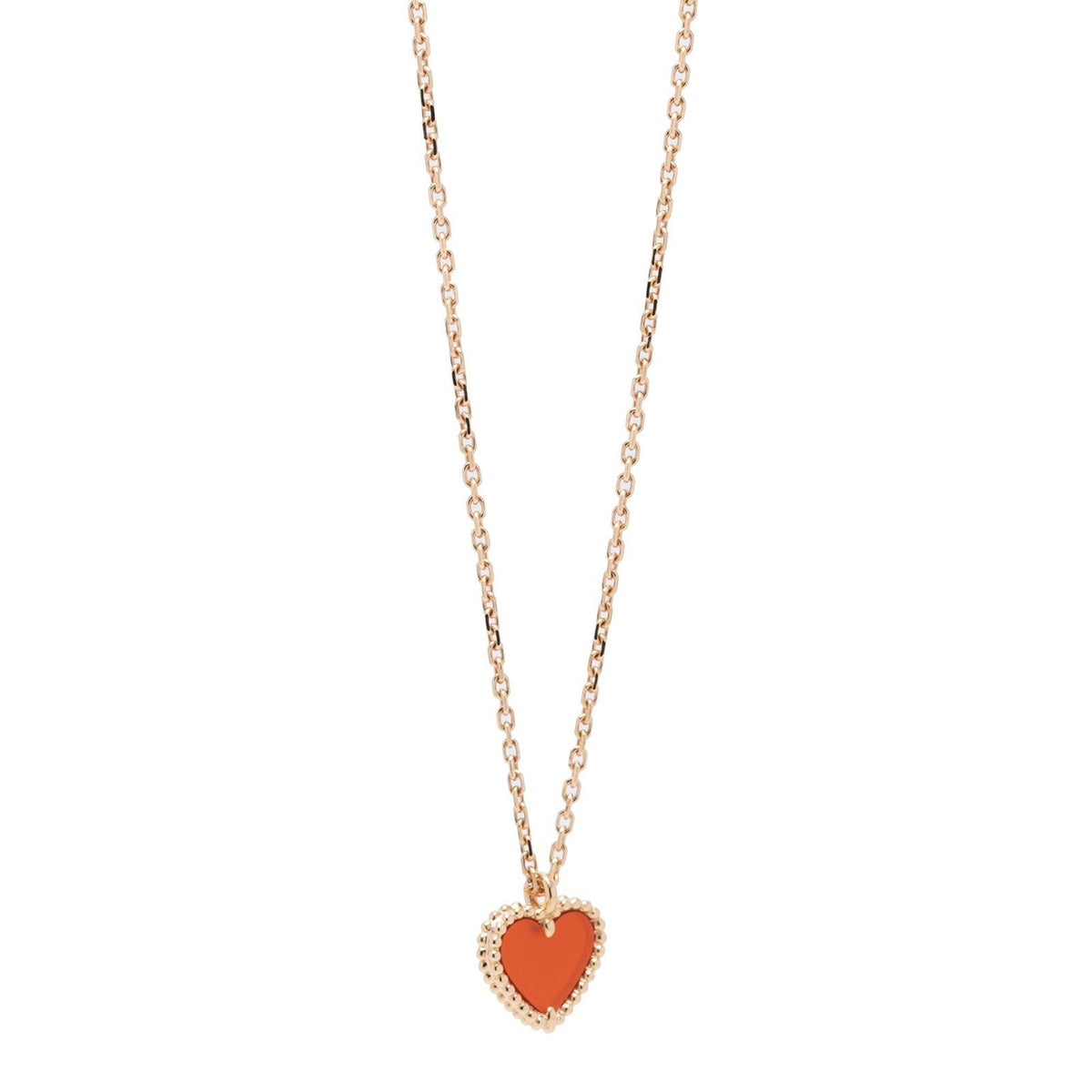 Van Cleef Arpels Sweet Alhambra Carnelian Heart Pendant Necklace