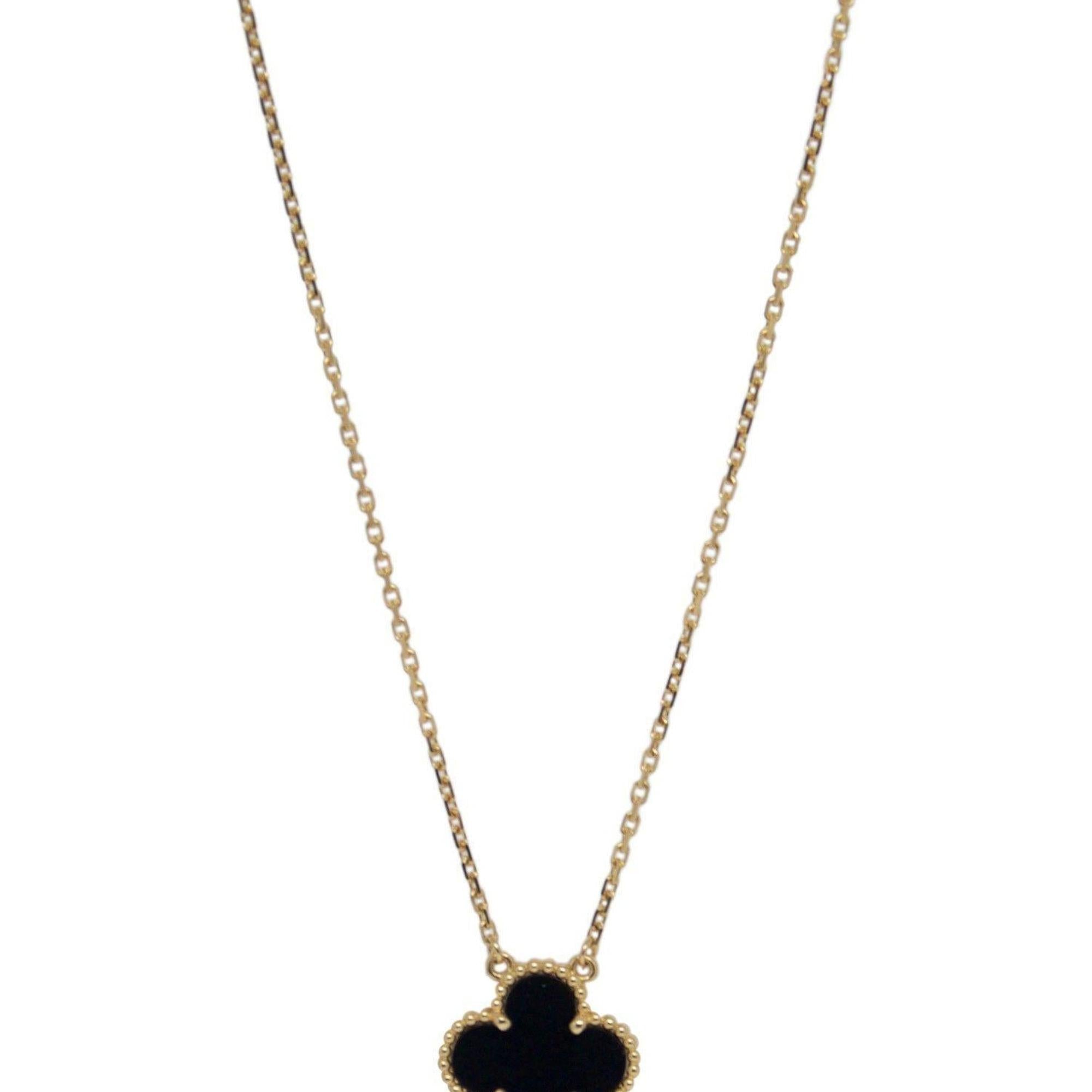 Van Cleef & Arpels Vintage Alhambra Black Onyx Pendant Necklace