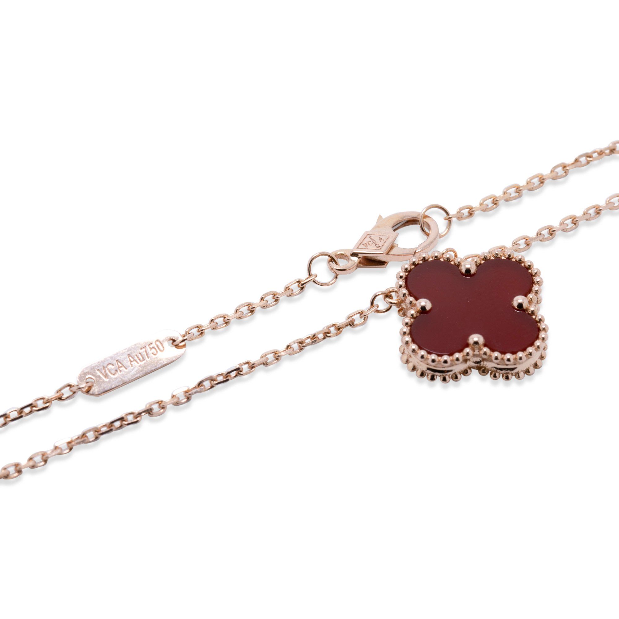 Van Cleef & Arpels Vintage Alhambra Carnelian Pendant Necklace