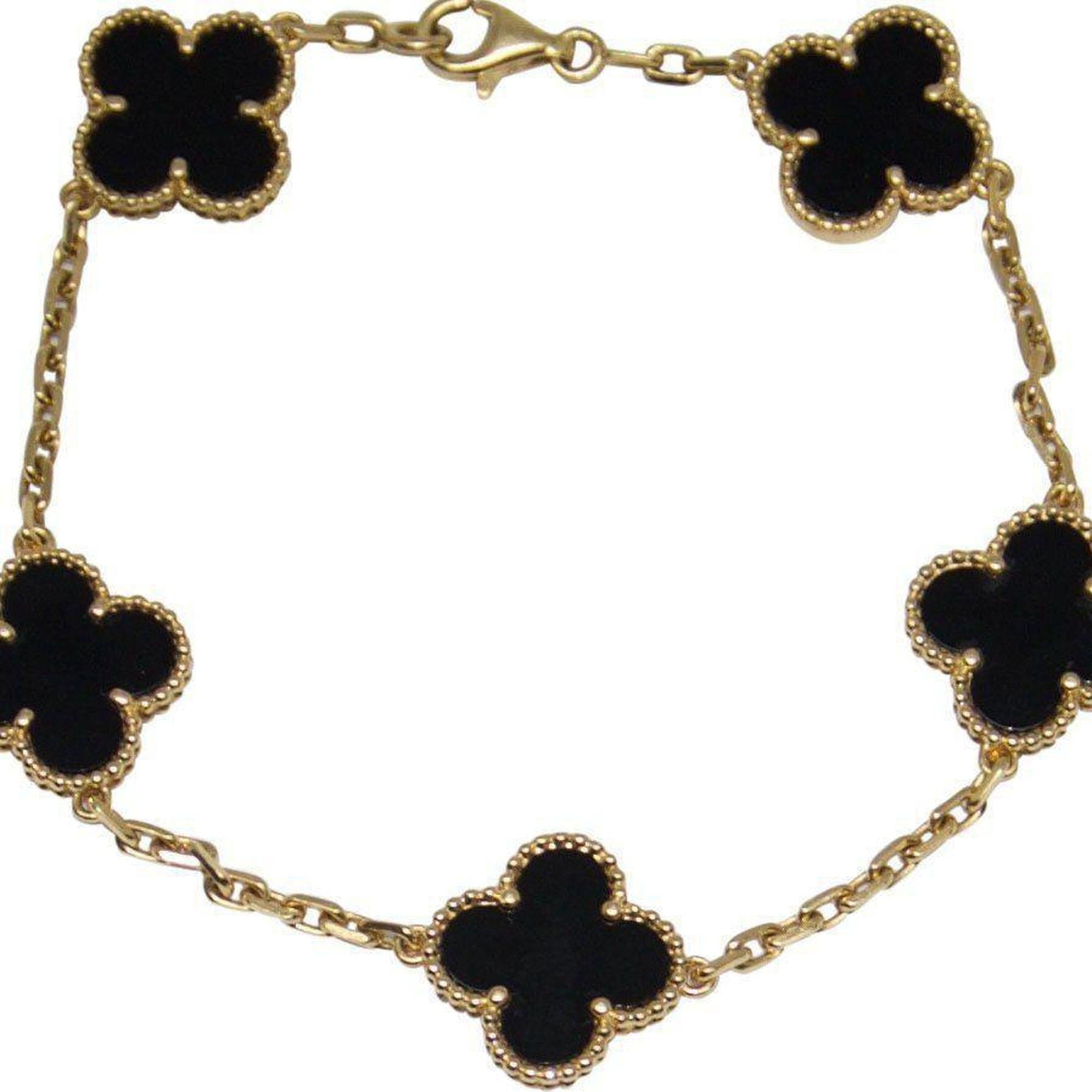 Van Cleef & Arpels Vintage Alhambra Five Motif Bracelet with Black Onyx